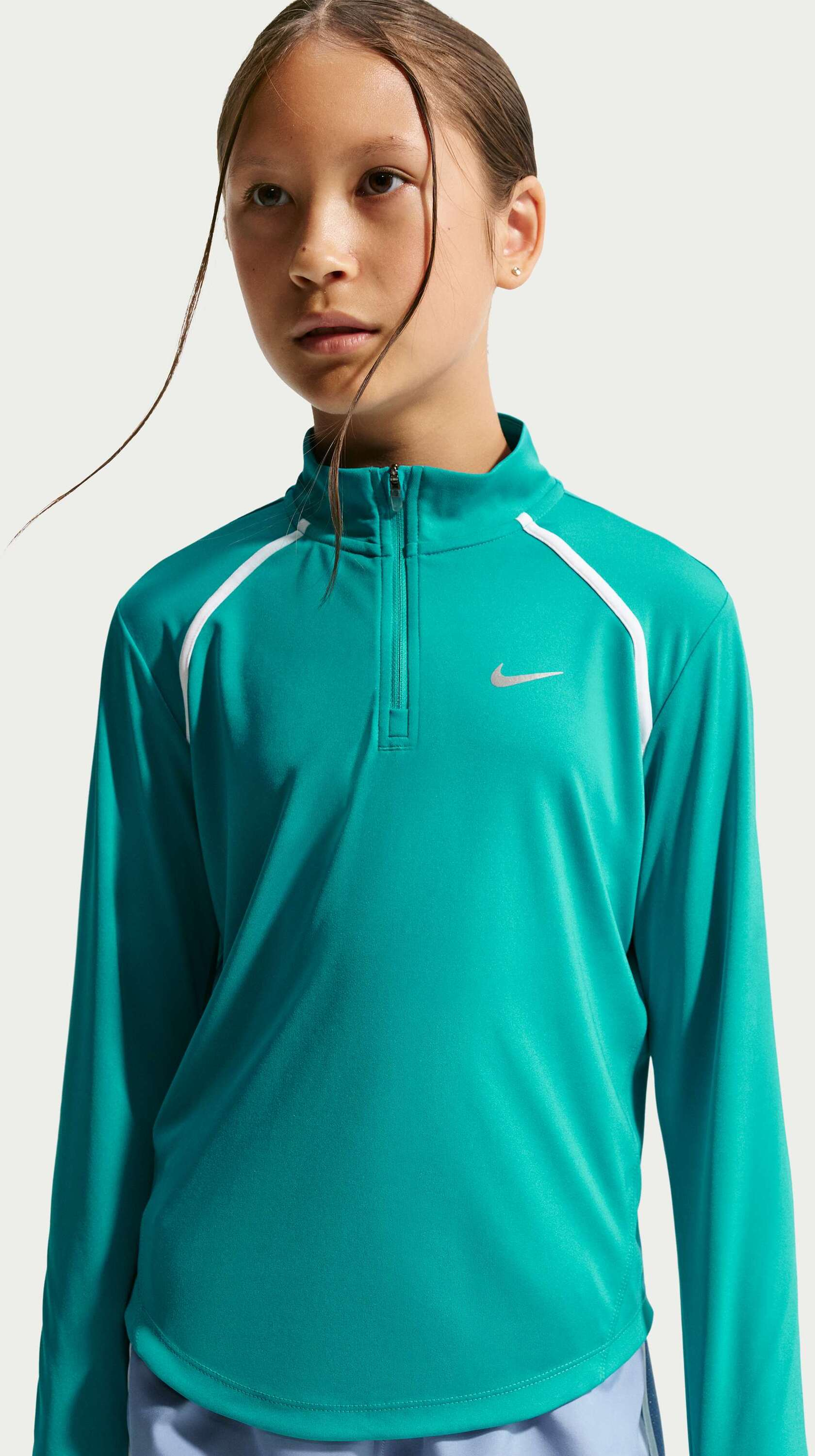NIKE, Older Kids' (girls') Dri-fit Long-sleeve Half-zip Top Tempo