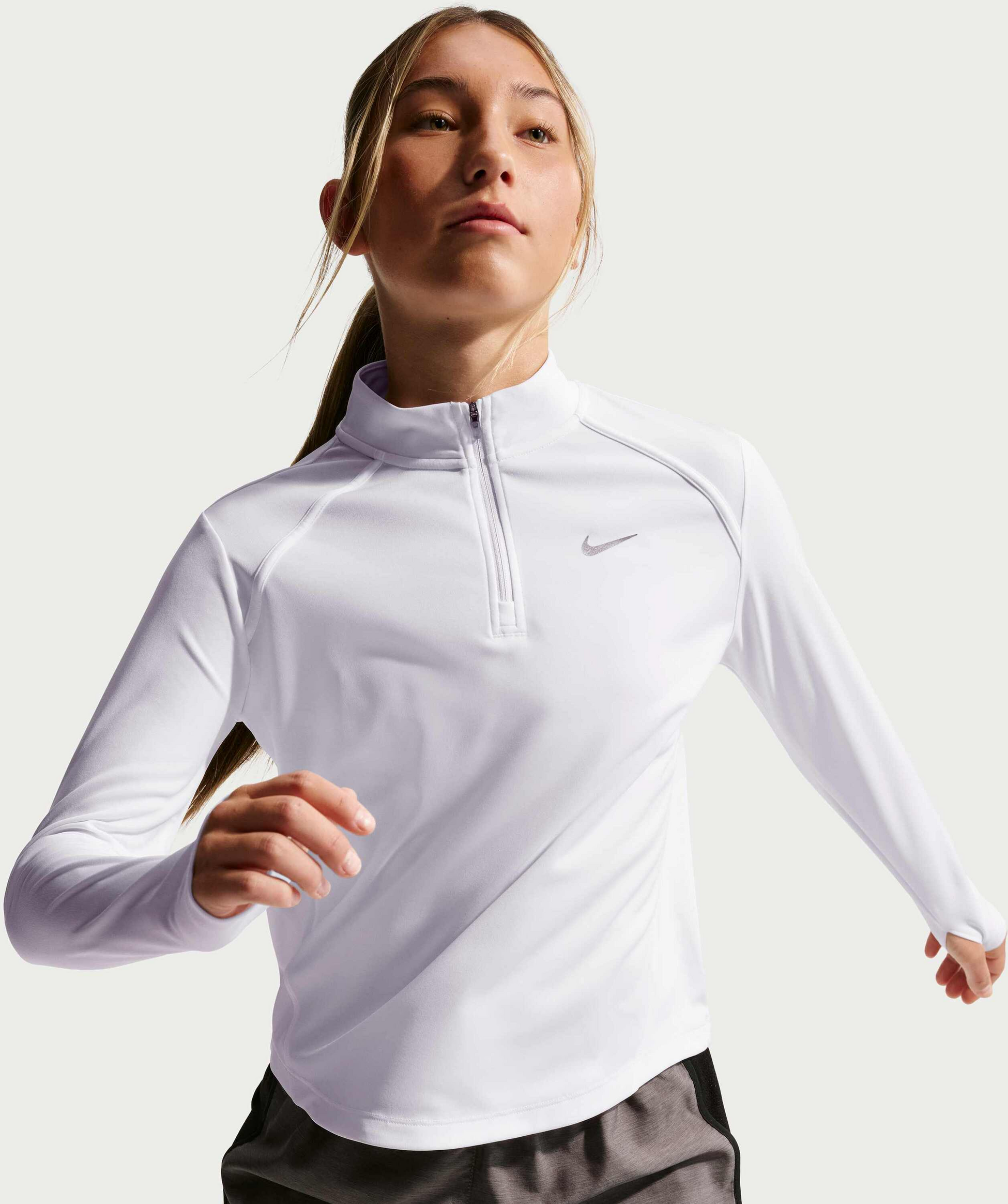 NIKE, Older Kids' (girls') Dri-fit Long-sleeve Half-zip Top Tempo