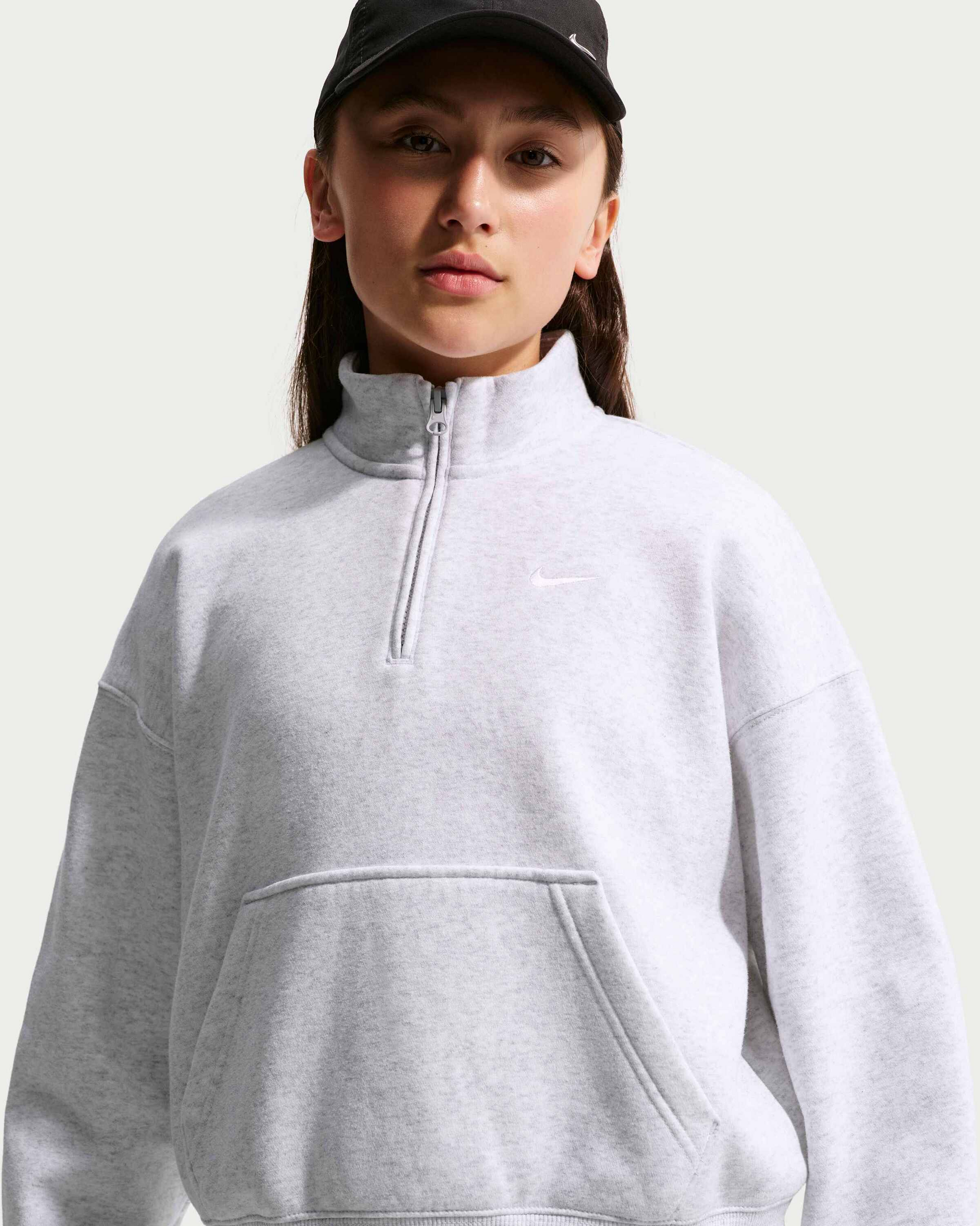 NIKE, Older Kids' (girls') Oversized 1/4-zip Top Sportswear Studio Fleece