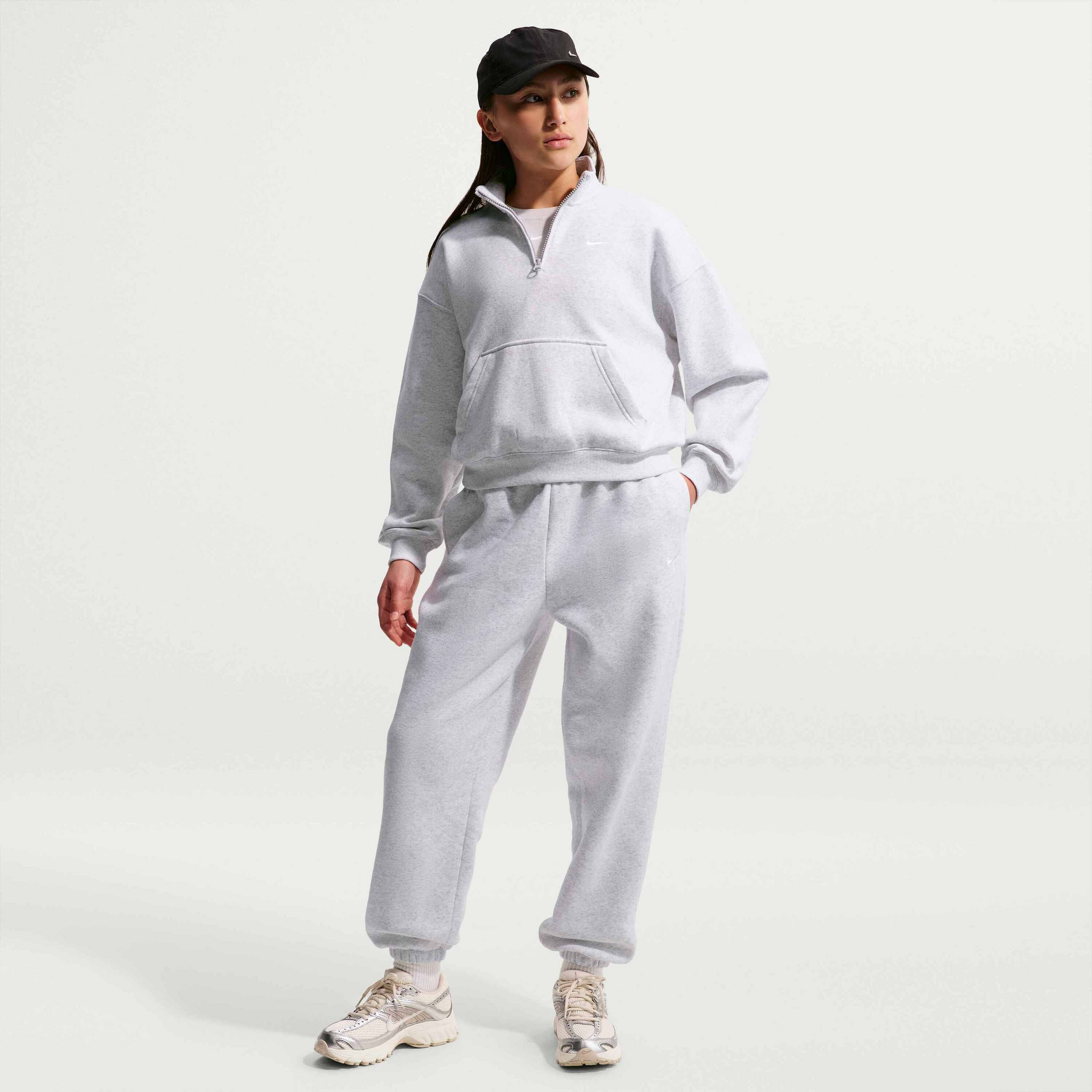 NIKE, Older Kids' (girls') Oversized 1/4-zip Top Sportswear Studio Fleece