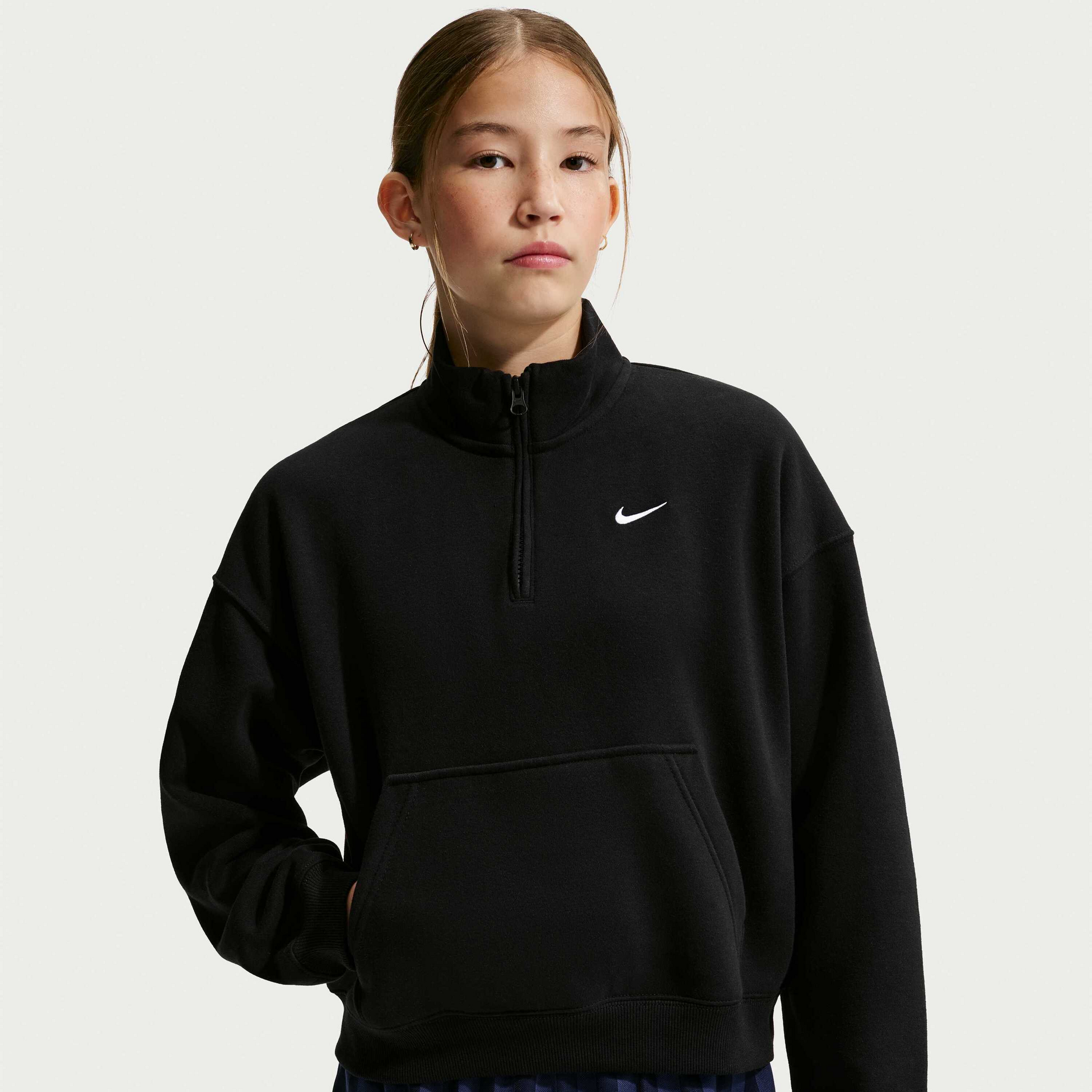 NIKE, Older Kids' (girls') Oversized 1/4-zip Top Sportswear Studio Fleece