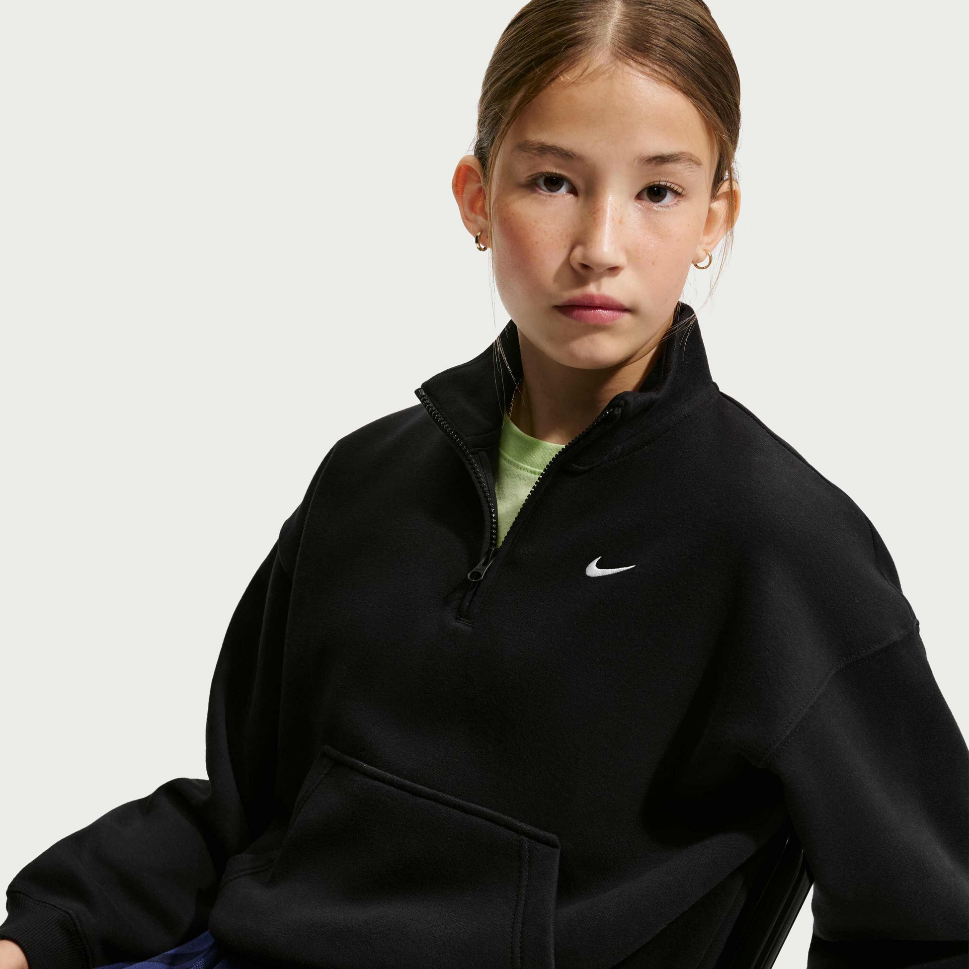NIKE, Older Kids' (girls') Oversized 1/4-zip Top Sportswear Studio Fleece