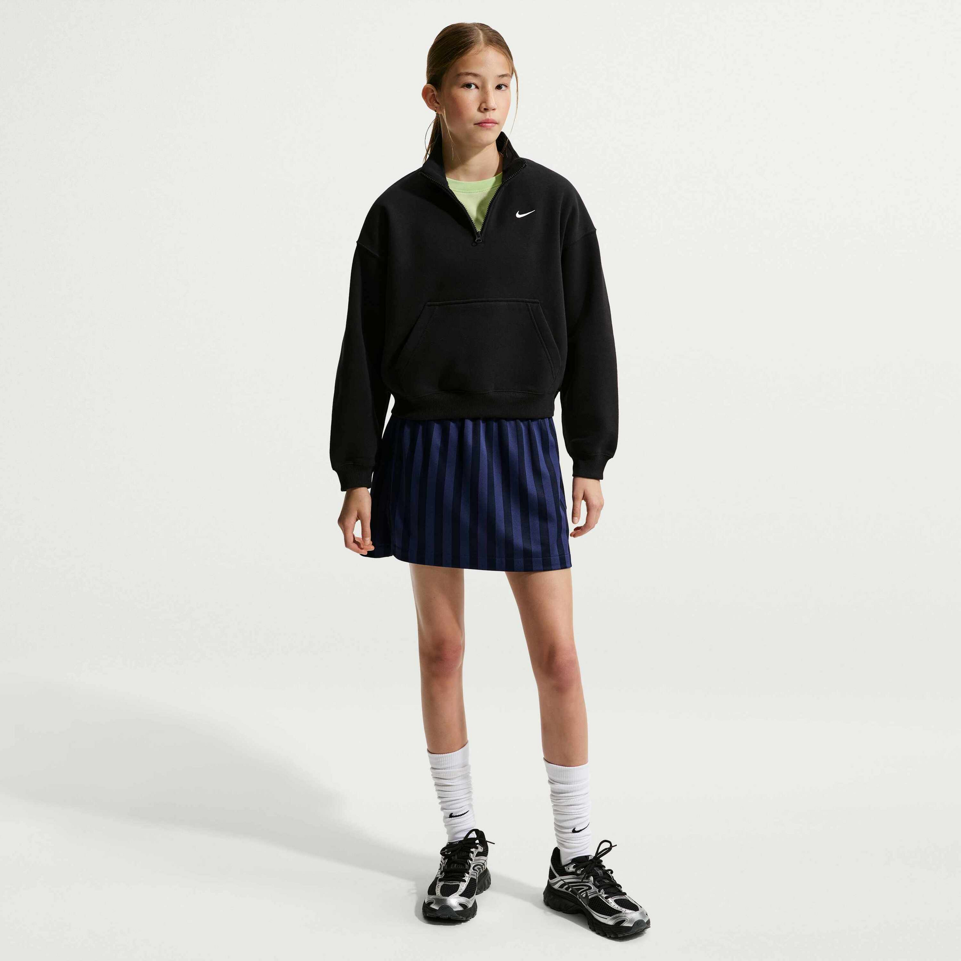 NIKE, Older Kids' (girls') Oversized 1/4-zip Top Sportswear Studio Fleece