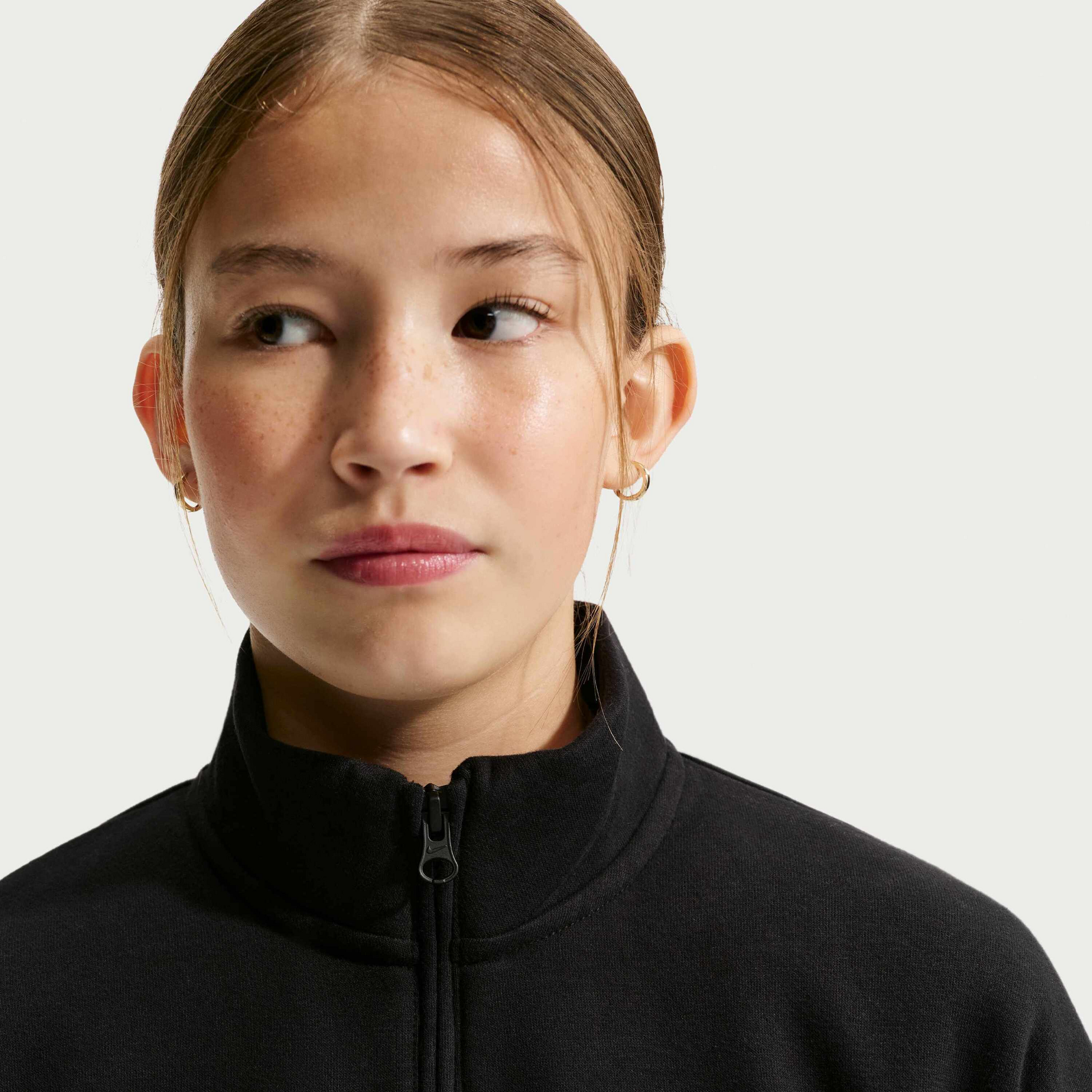 NIKE, Older Kids' (girls') Oversized 1/4-zip Top Sportswear Studio Fleece
