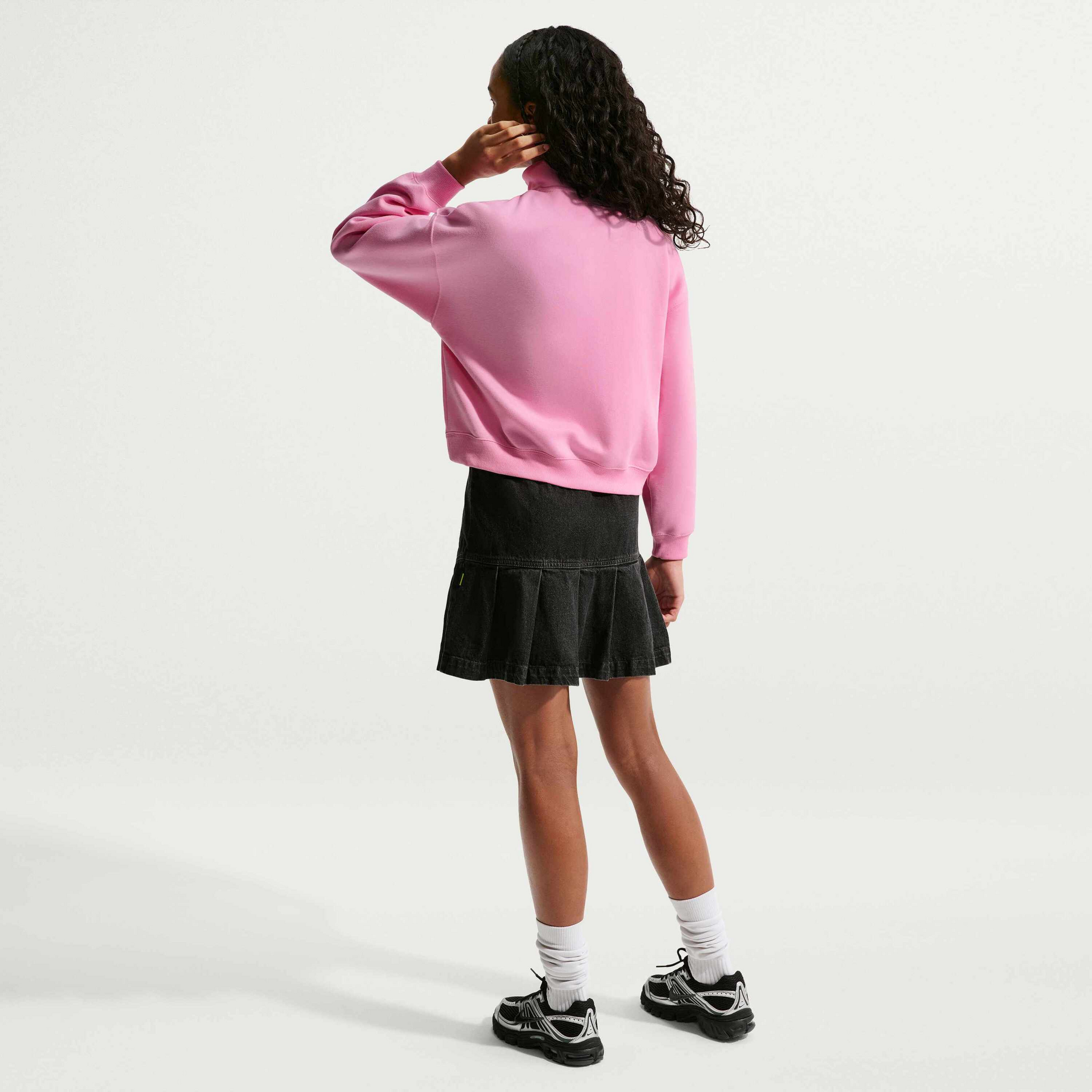 NIKE, Older Kids' (girls') Oversized 1/4-zip Top Sportswear Studio Fleece