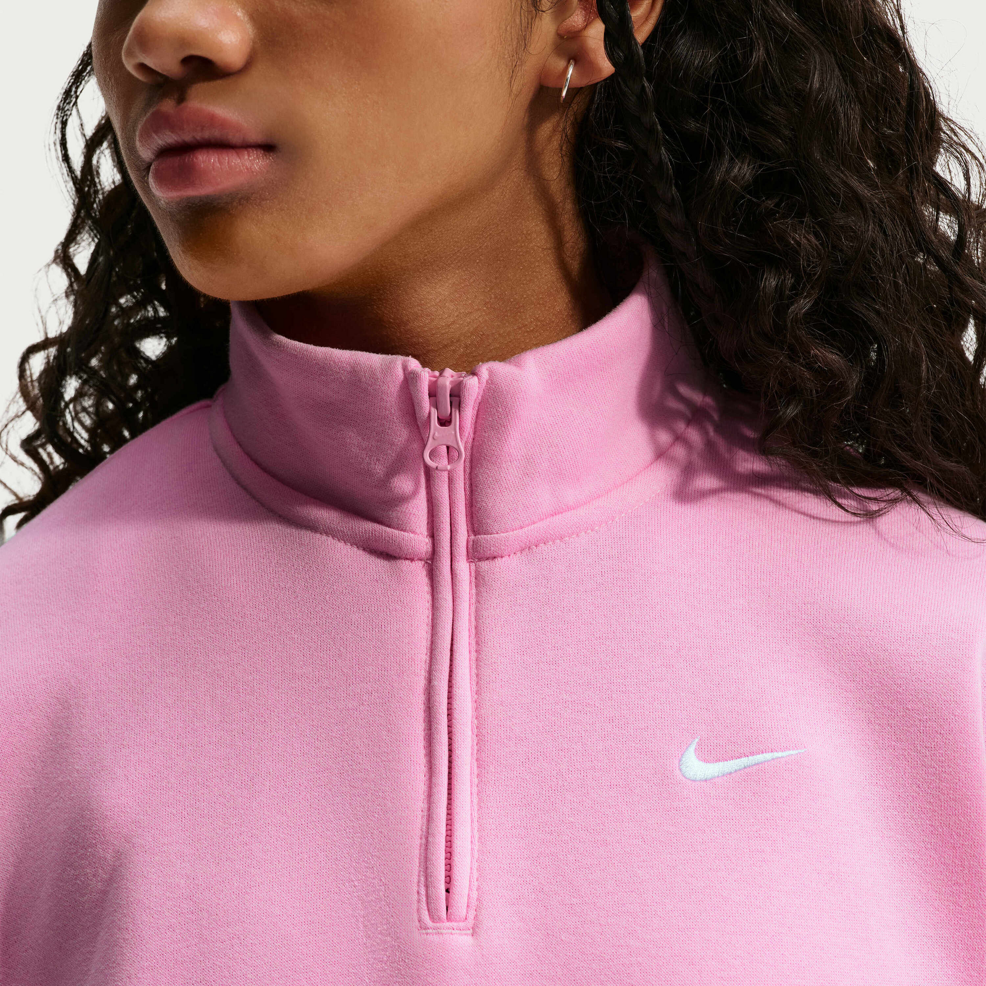 NIKE, Older Kids' (girls') Oversized 1/4-zip Top Sportswear Studio Fleece