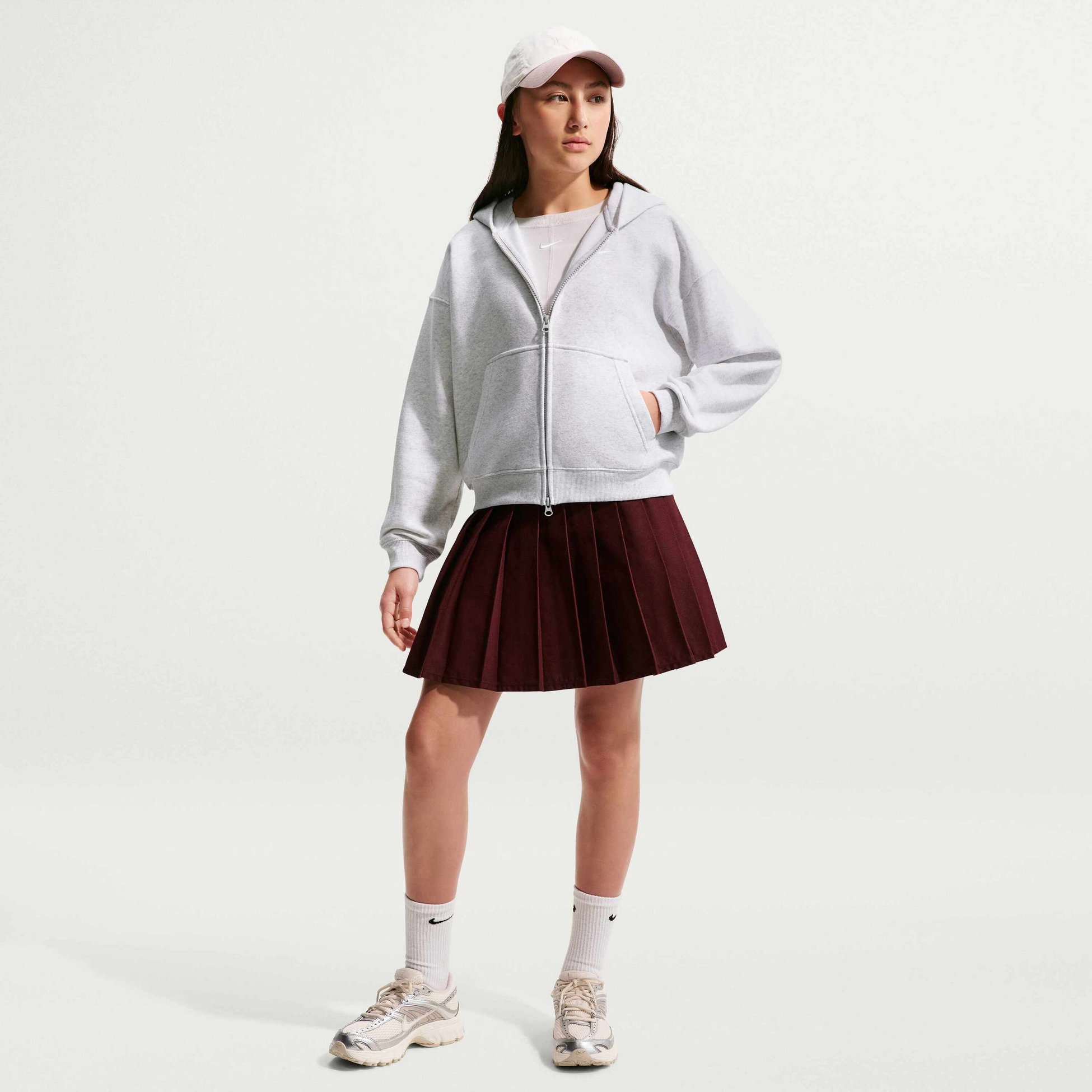 NIKE, Older Kids' (girls') Oversized Full-zip Hoodie Sportswear Studio Fleece
