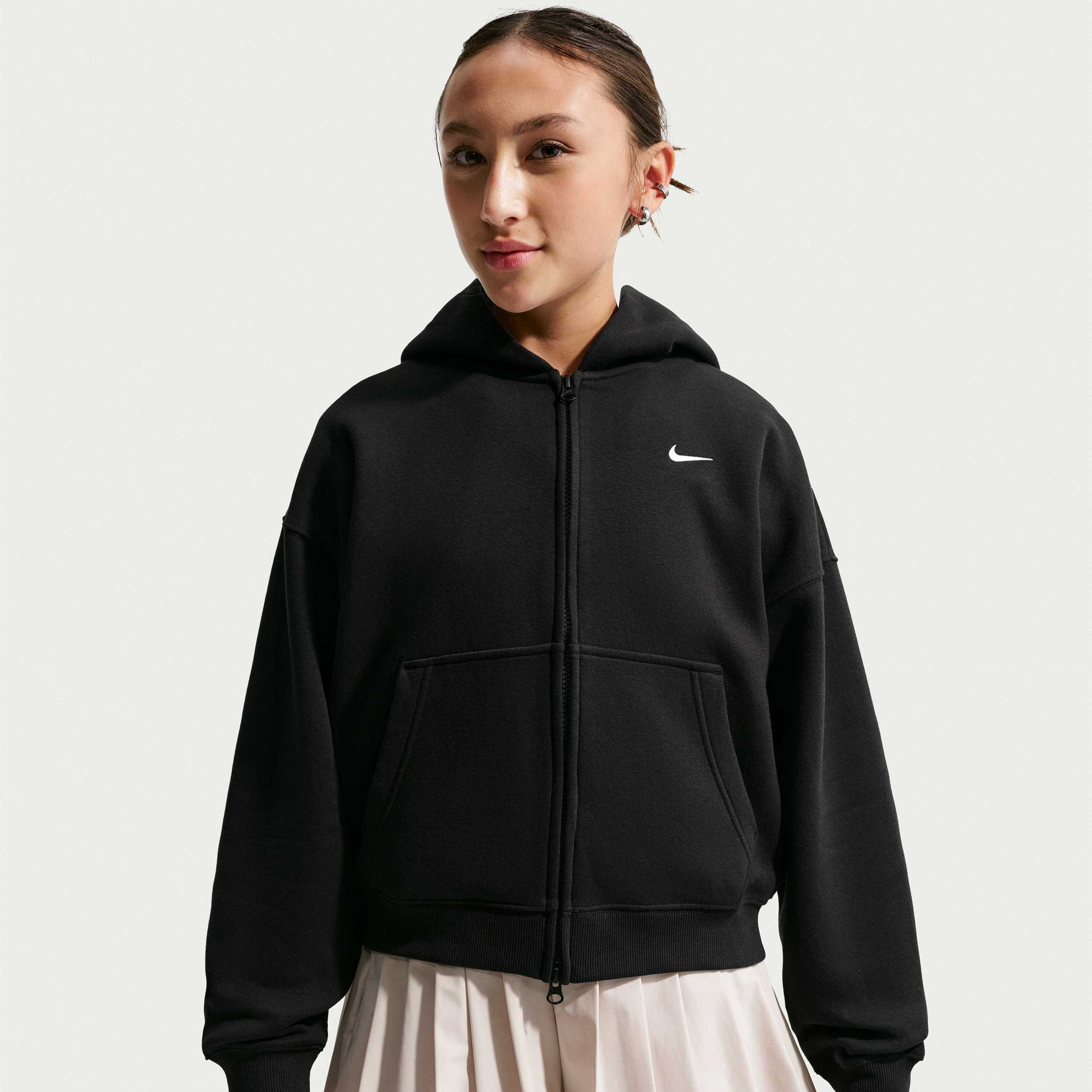 NIKE, Older Kids' (girls') Oversized Full-zip Hoodie Sportswear Studio Fleece