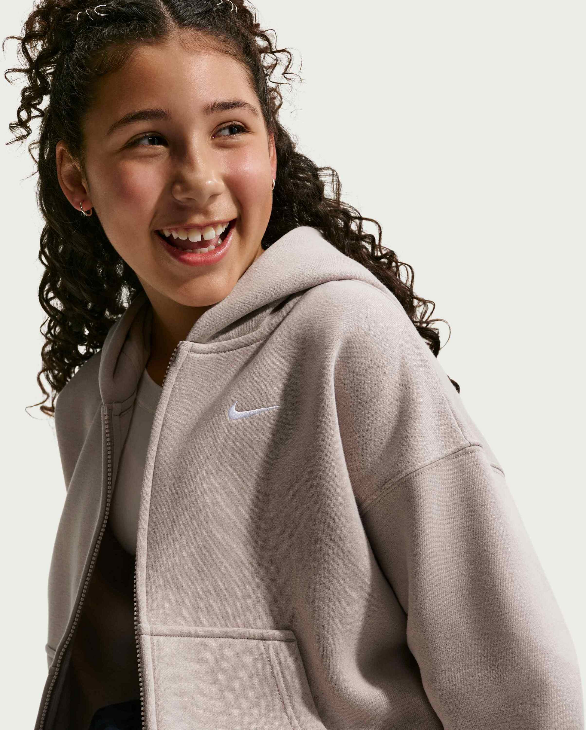 NIKE, Older Kids' (girls') Oversized Full-zip Hoodie Sportswear Studio Fleece