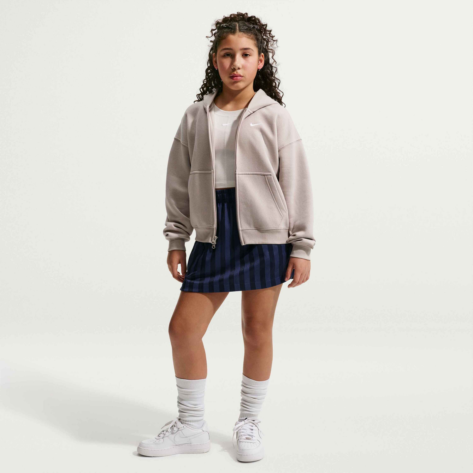 NIKE, Older Kids' (girls') Oversized Full-zip Hoodie Sportswear Studio Fleece