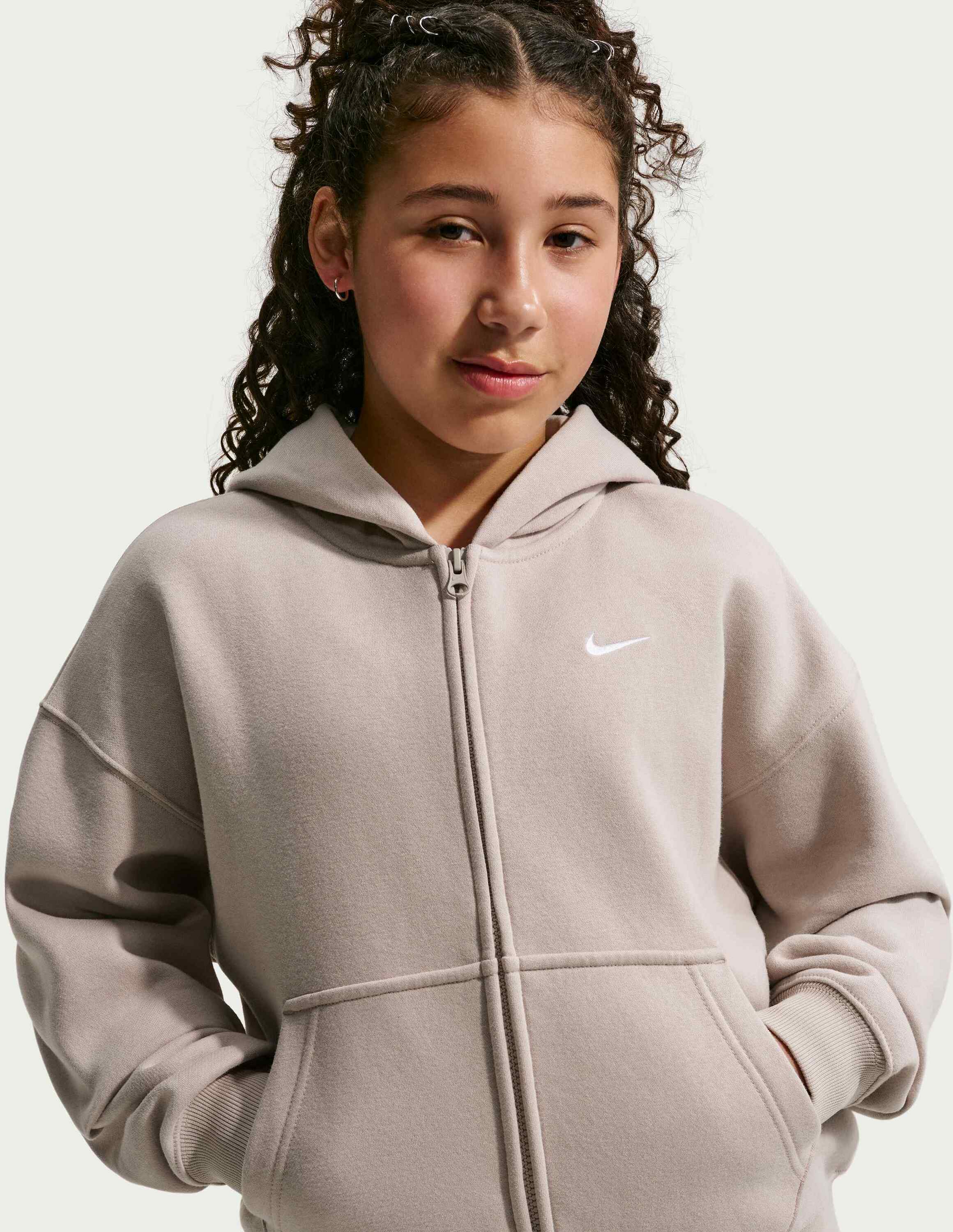 NIKE, Older Kids' (girls') Oversized Full-zip Hoodie Sportswear Studio Fleece