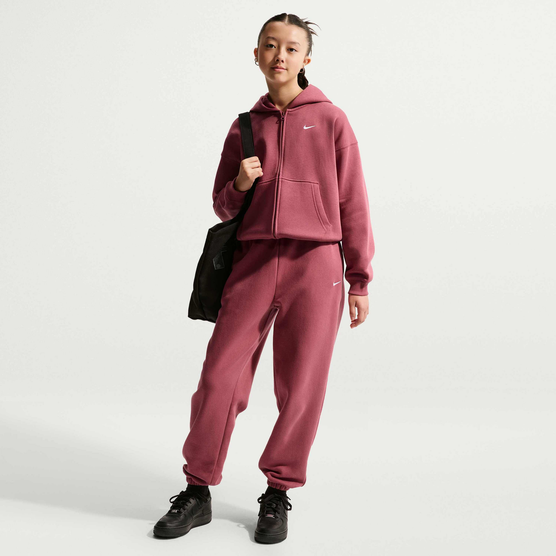 NIKE, Older Kids' (girls') Oversized Full-zip Hoodie Sportswear Studio Fleece