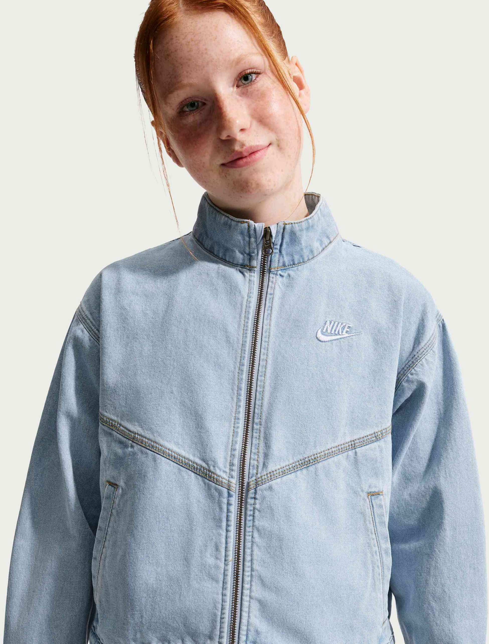 NIKE, Older Kids' Denim Jacket Sportswear Collection Windrunner