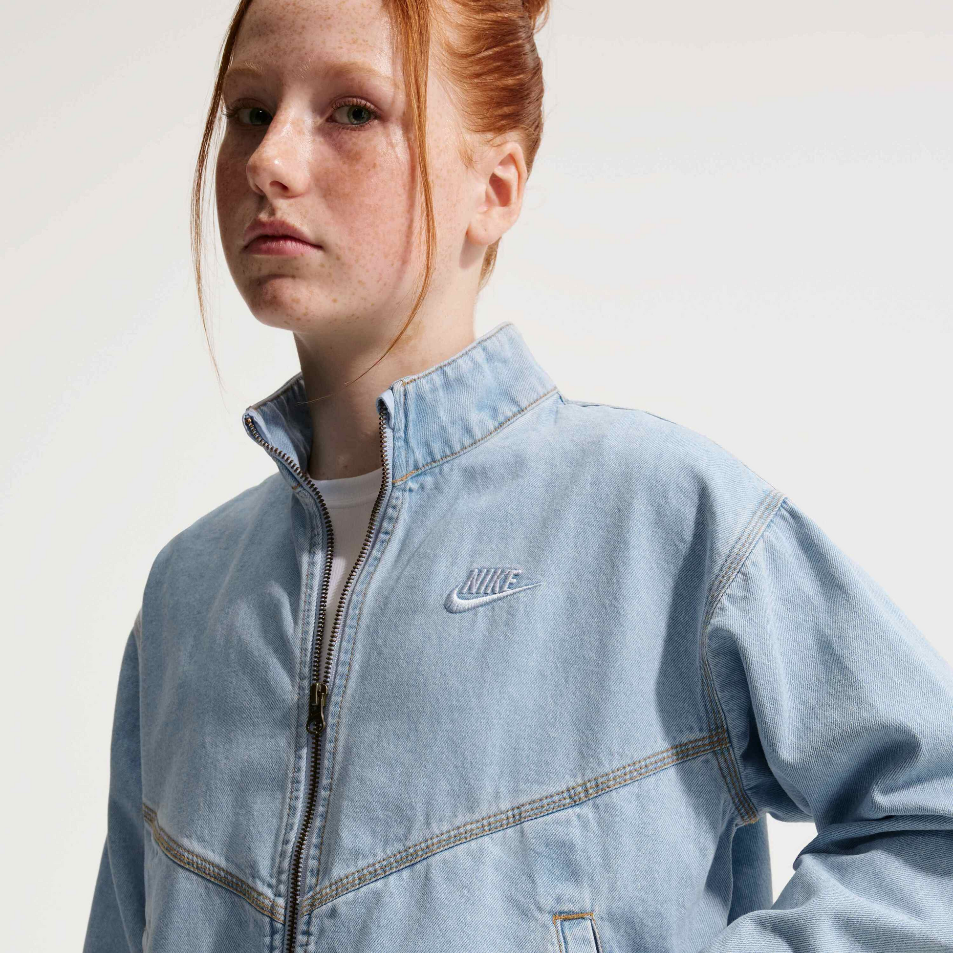 NIKE, Older Kids' Denim Jacket Sportswear Collection Windrunner