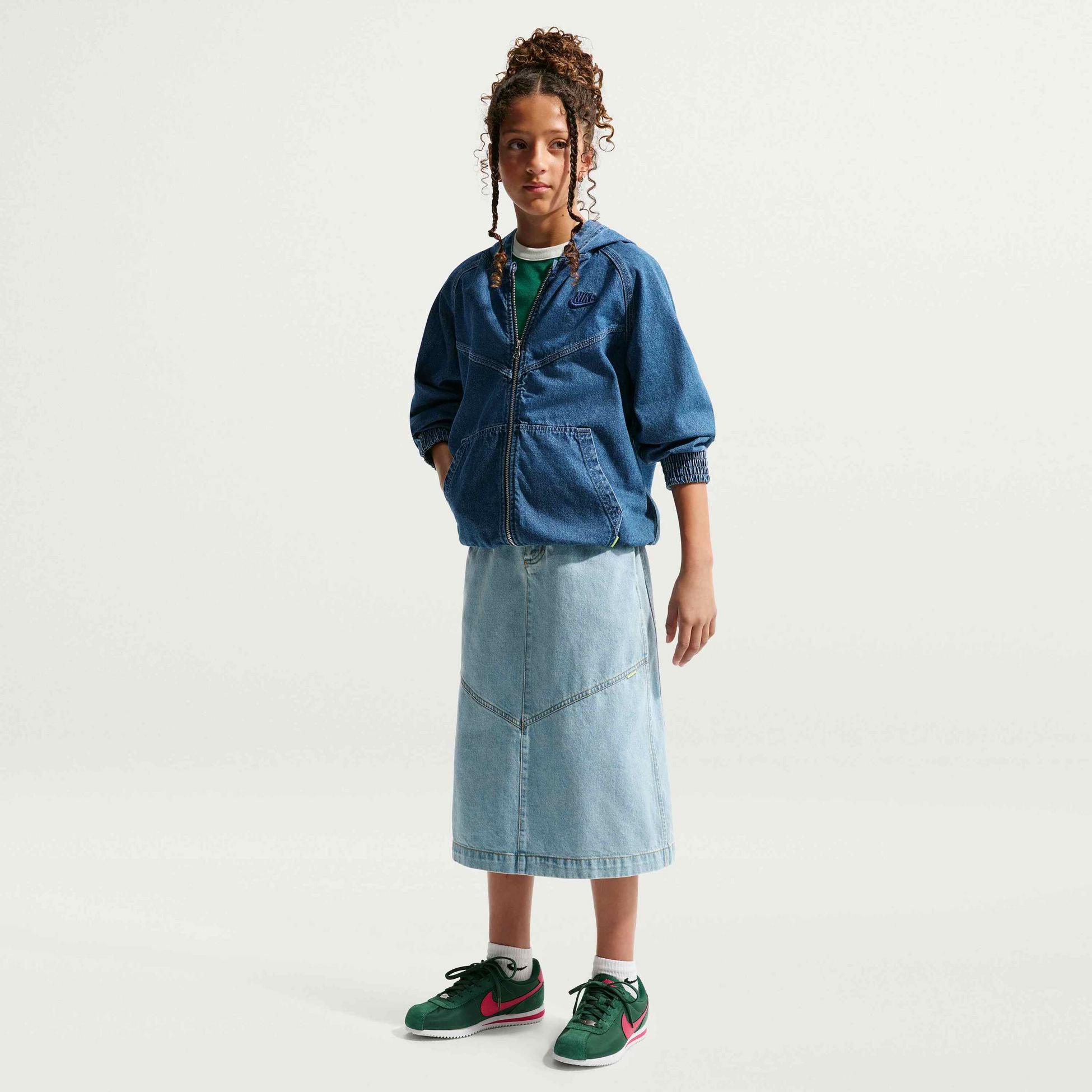 NIKE, Older Kids' Denim Midi Skirt Sportswear