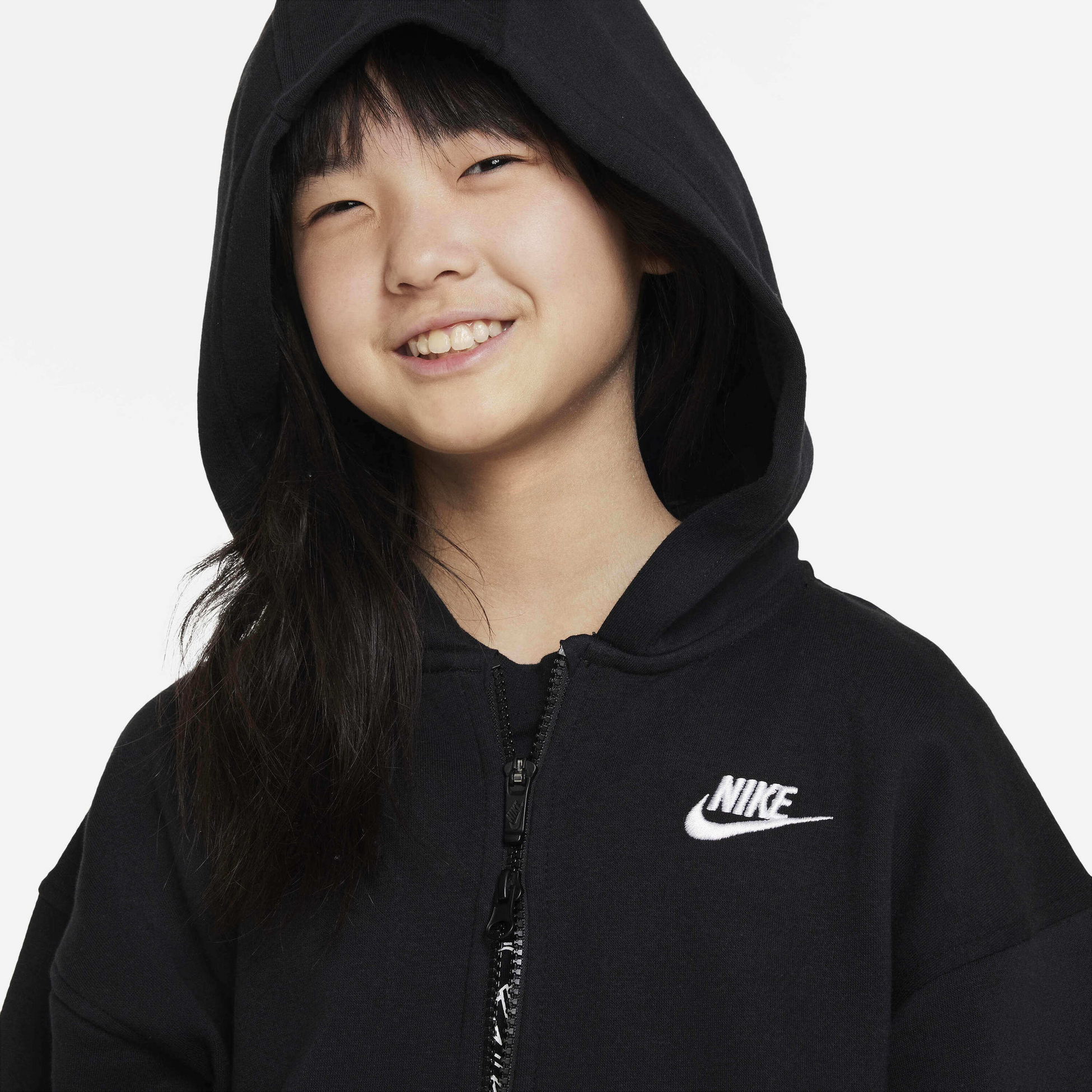 NIKE, Older Kids' Oversized Full-zip Hoodie Sportswear Club Fleece