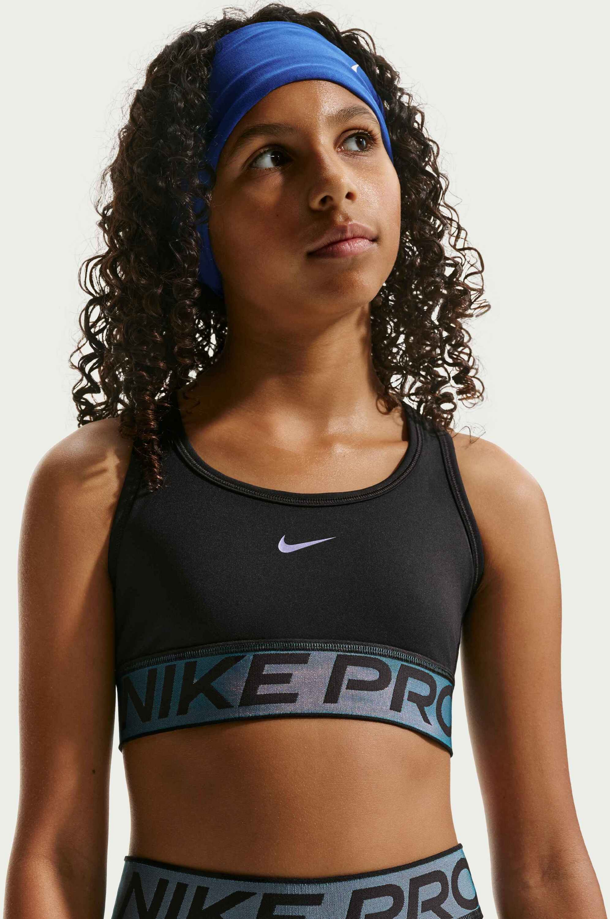 NIKE, Older Kids' Sports Bra With Shine Accents Pro Swoosh