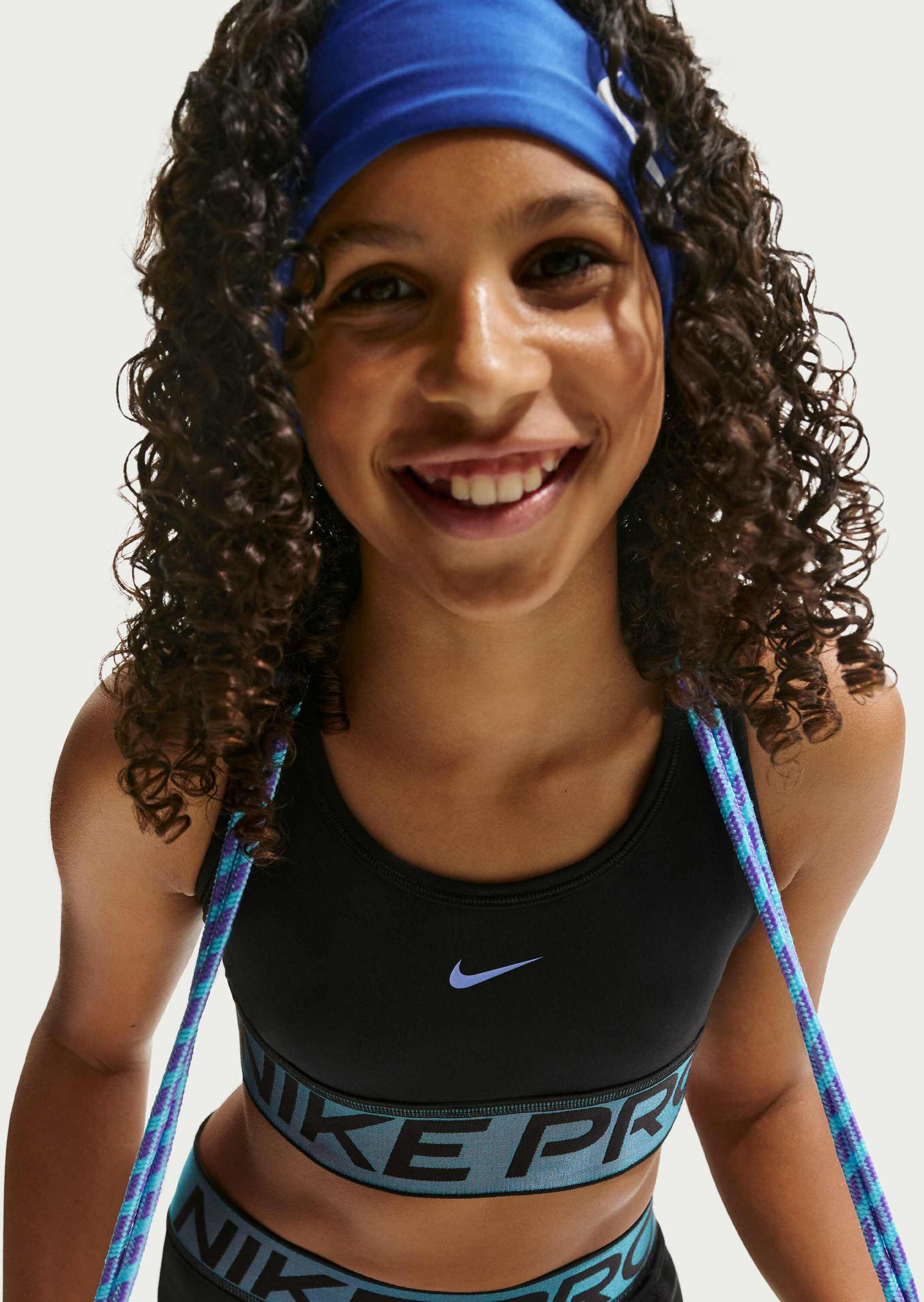 NIKE, Older Kids' Sports Bra With Shine Accents Pro Swoosh