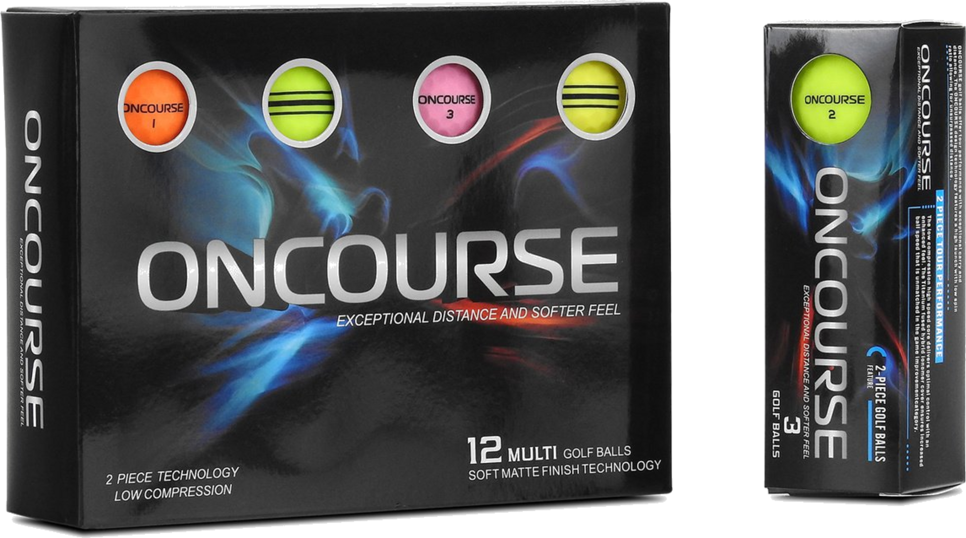 ONCOURSE, Oncourse Multi Matte Colours Golf Ball 12-pack
