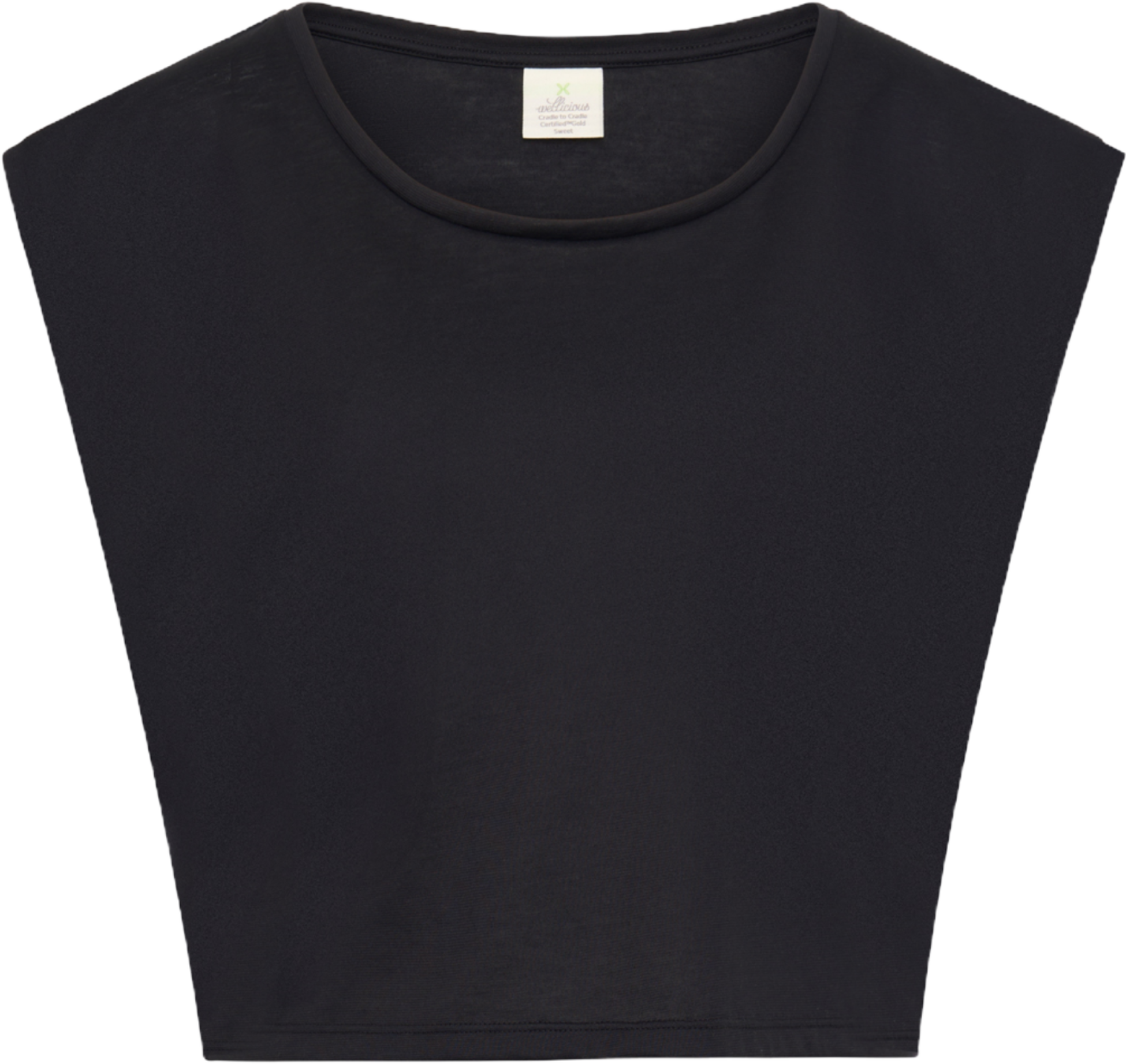 WELLICIOUS, Organic Cotton Cropped Dance Vest - Caviar Black