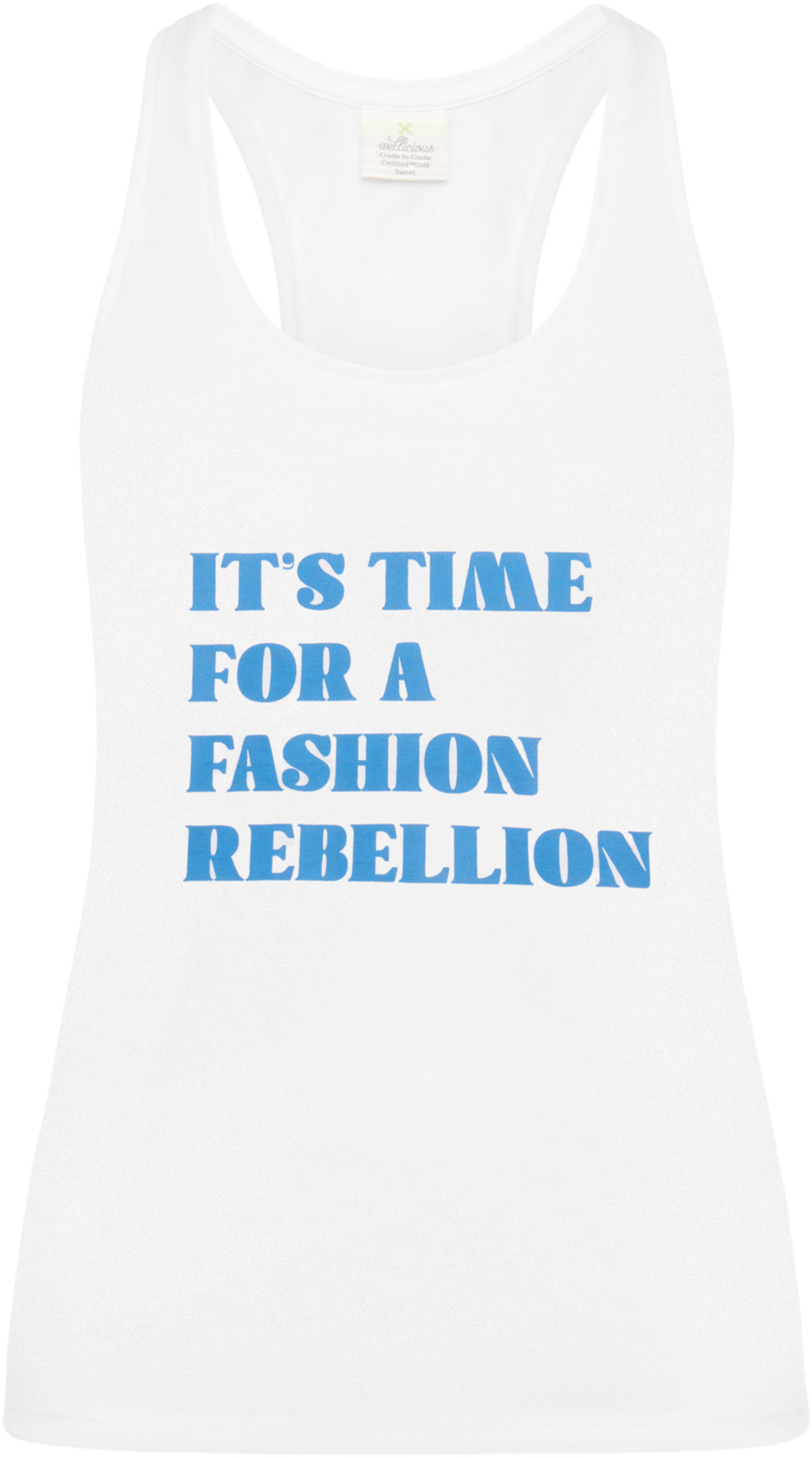 WELLICIOUS, Organic Cotton Racer Tank With Print - Diamond White