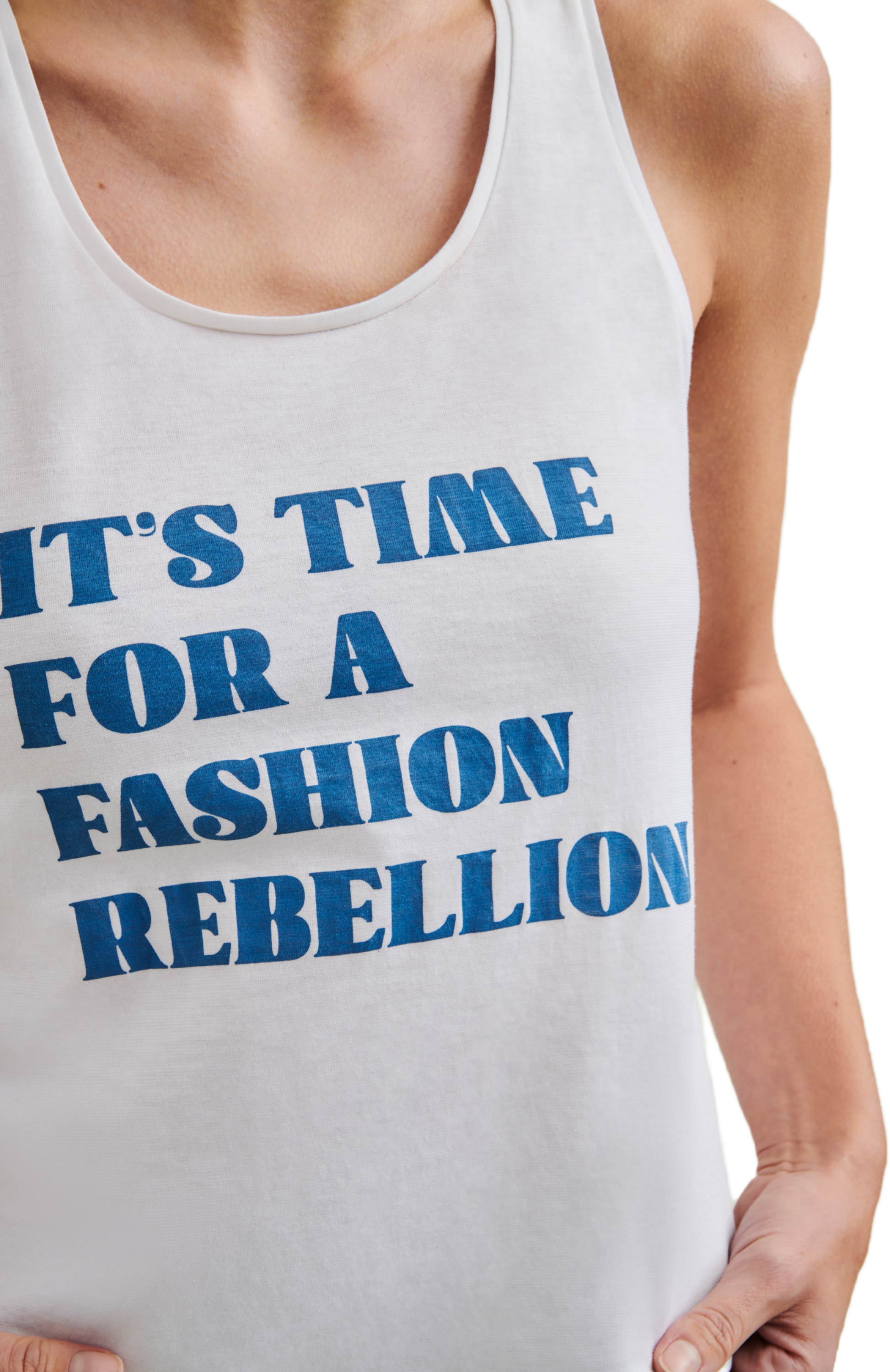 WELLICIOUS, Organic Cotton Racer Tank With Print - Diamond White