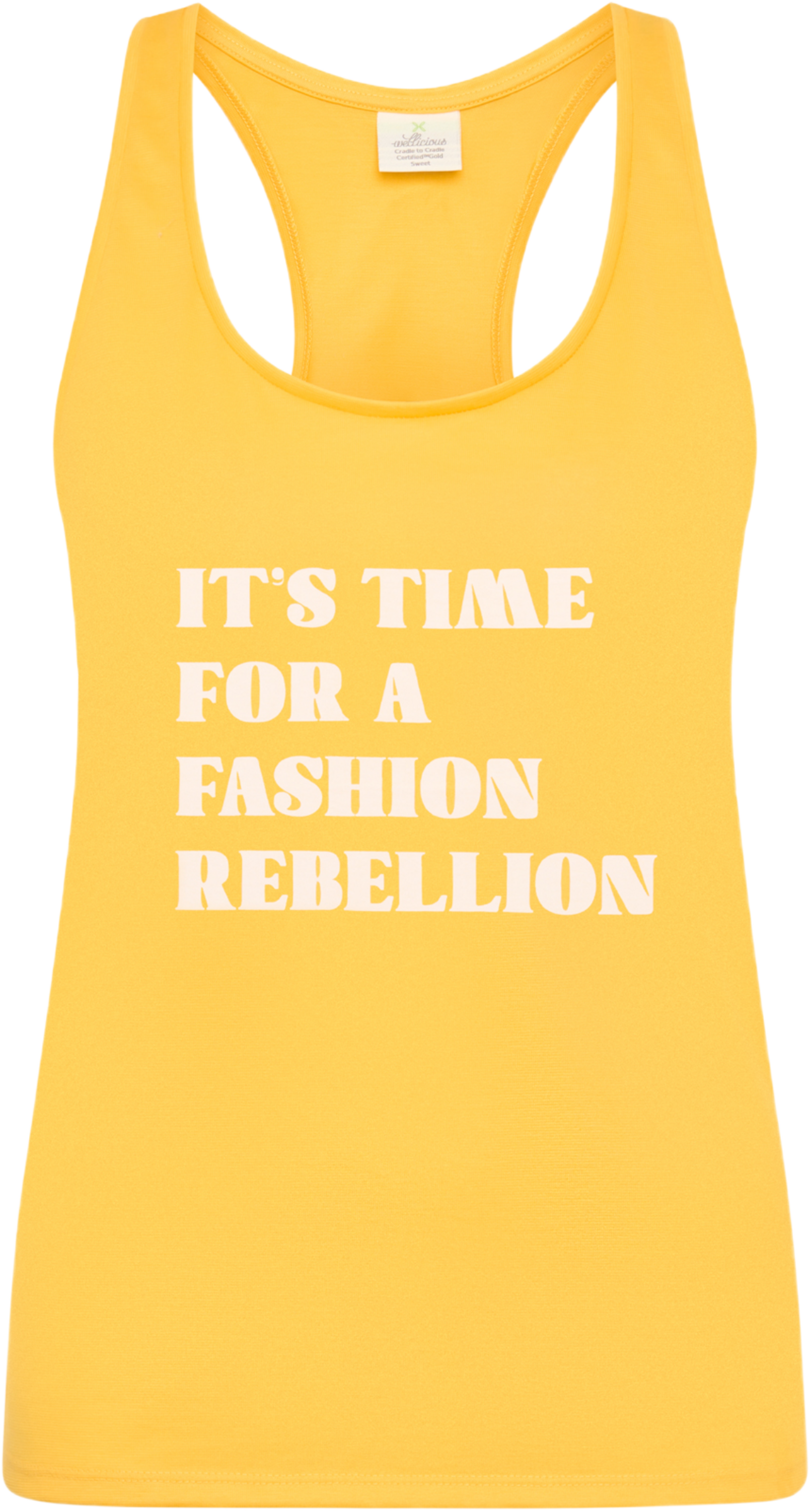 WELLICIOUS, Organic Cotton Racer Tank With Print - Sunshine Yellow