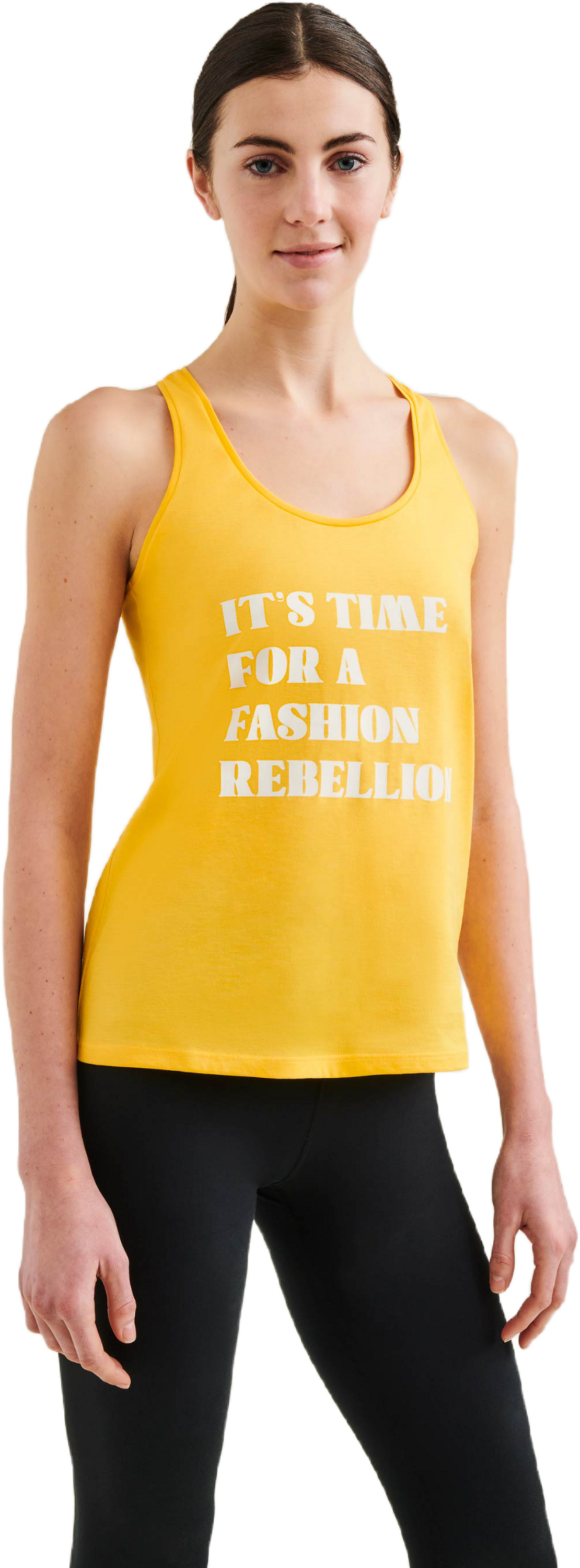 WELLICIOUS, Organic Cotton Racer Tank With Print - Sunshine Yellow
