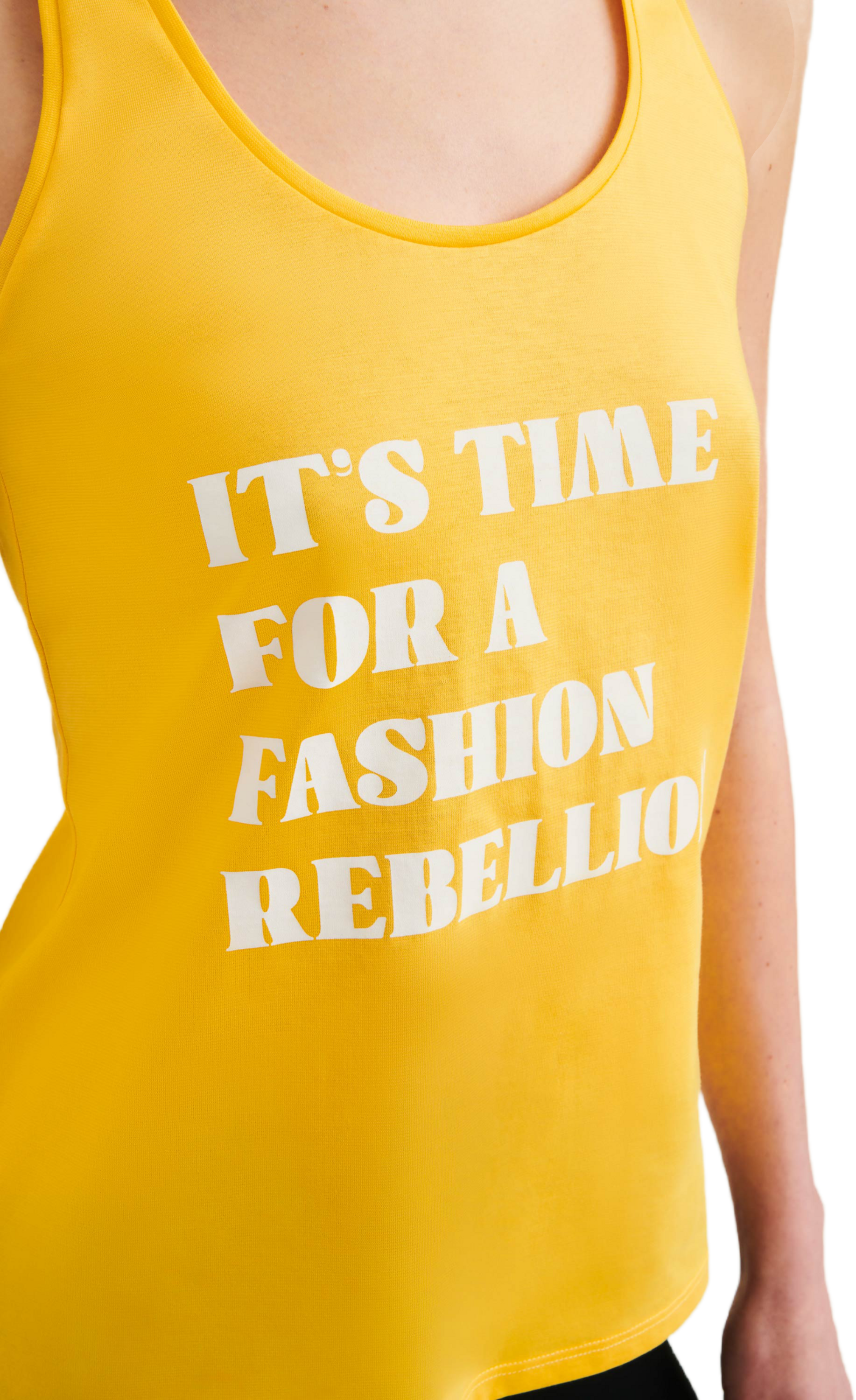 WELLICIOUS, Organic Cotton Racer Tank With Print - Sunshine Yellow