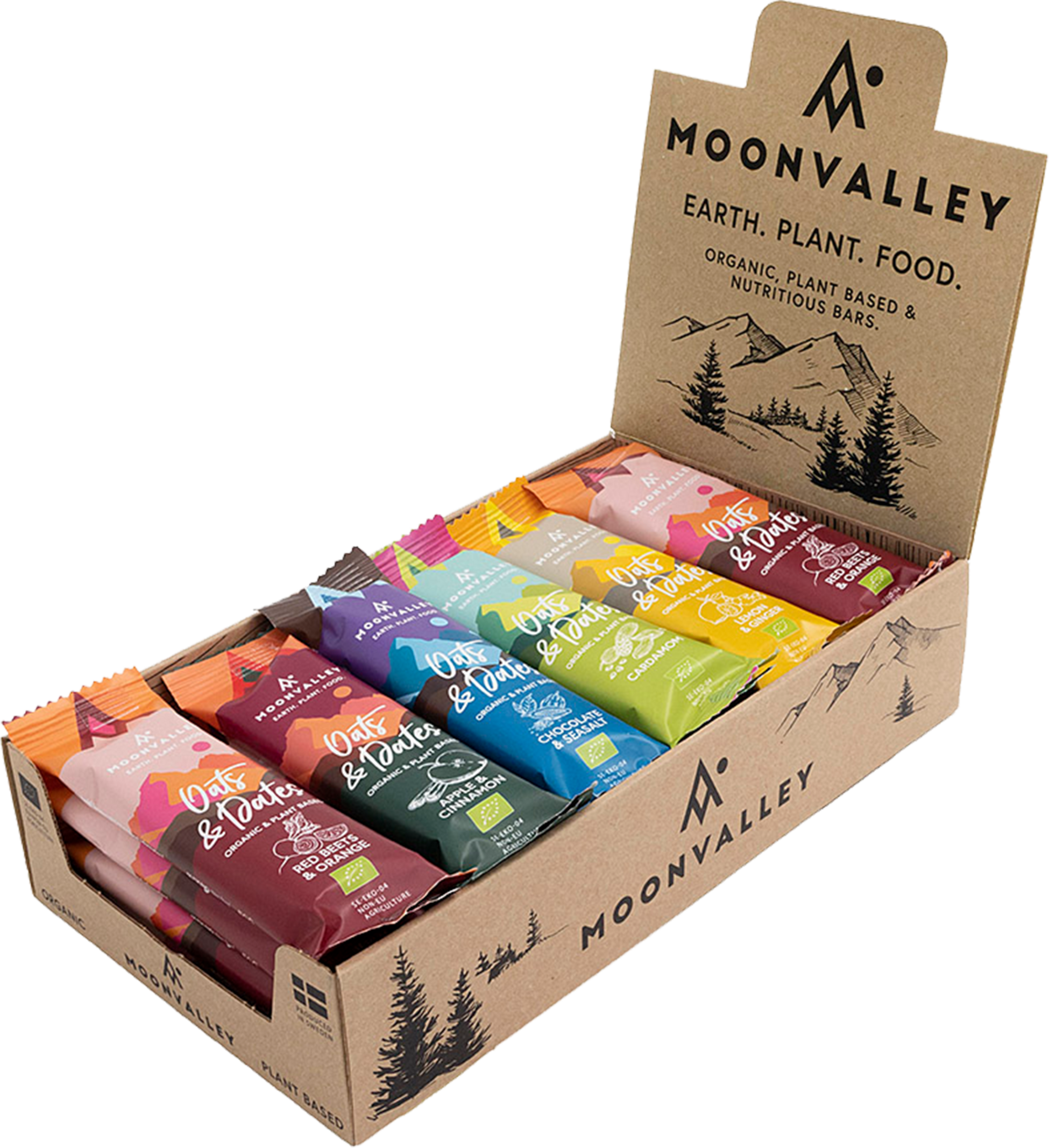 MOONVALLEY, Organic Oats And Dates Bars Mixed Box Of 20