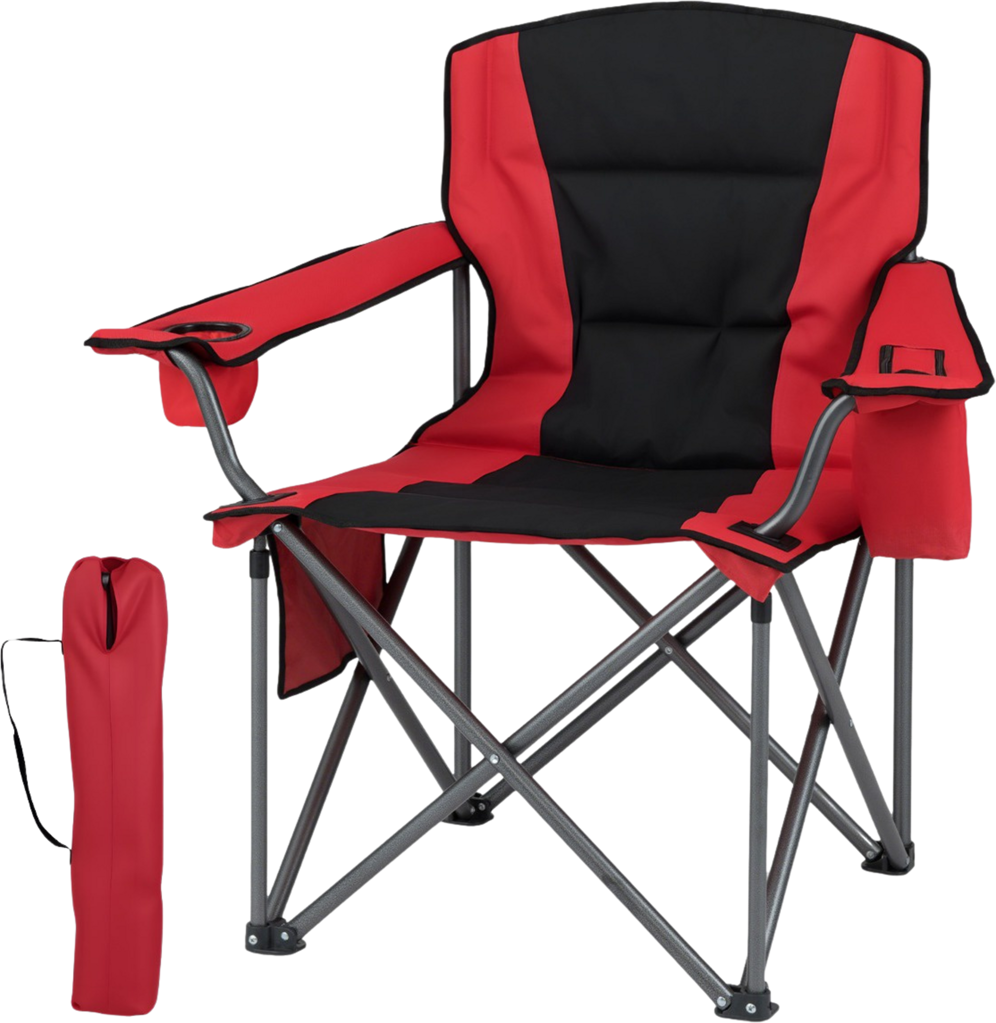 NORTHIX, Oversized Camping Chair &ndash; Cooler Pouch, Cup Holder, Red