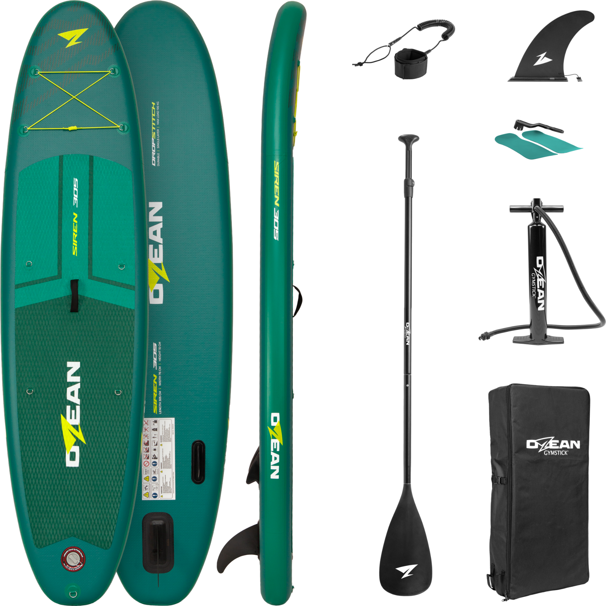 GYMSTICK, Ozean Siren 305 Sup-br&auml;da - M&ouml;rkgr&ouml;n