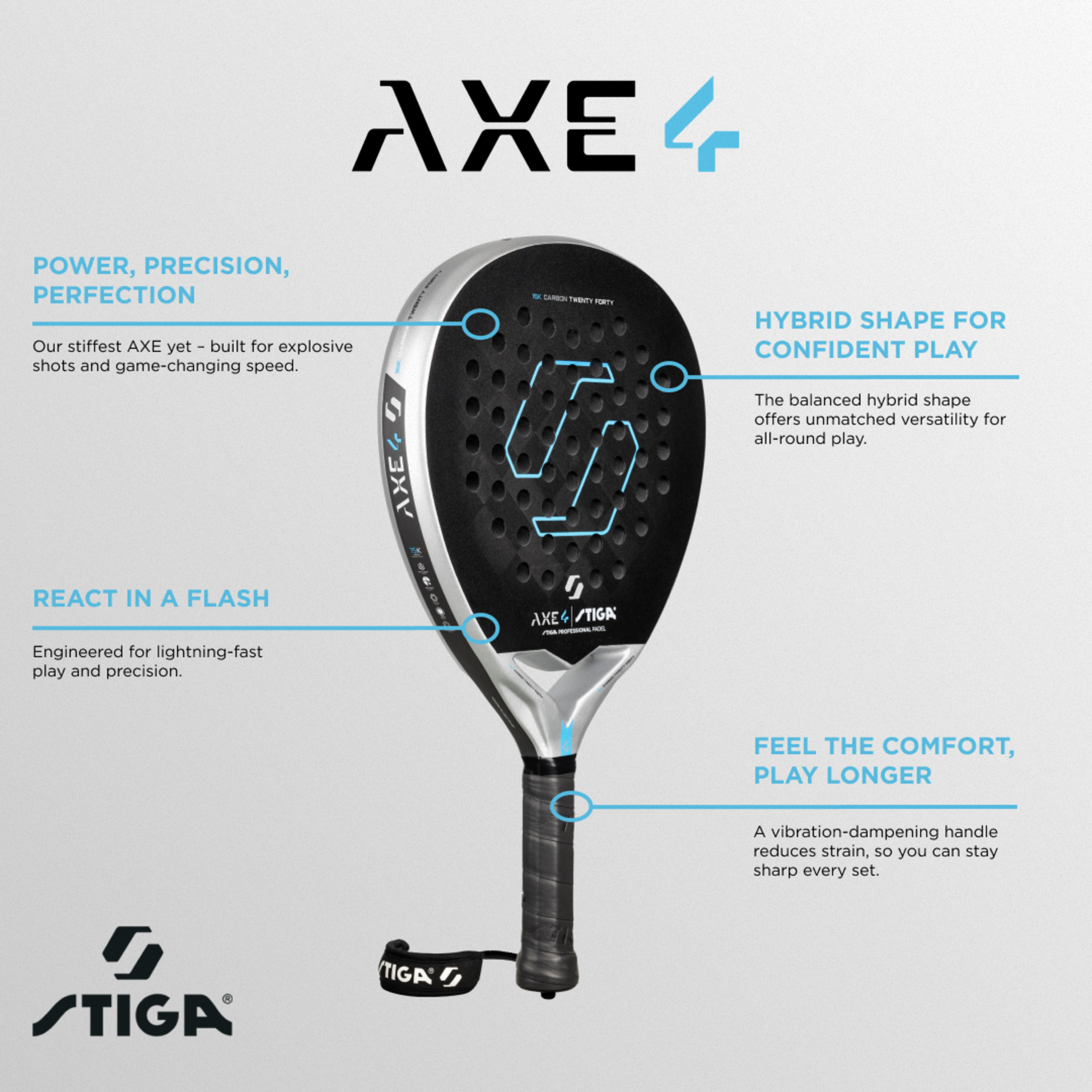 STIGA, Padel Racket Axe 4 Hybrid