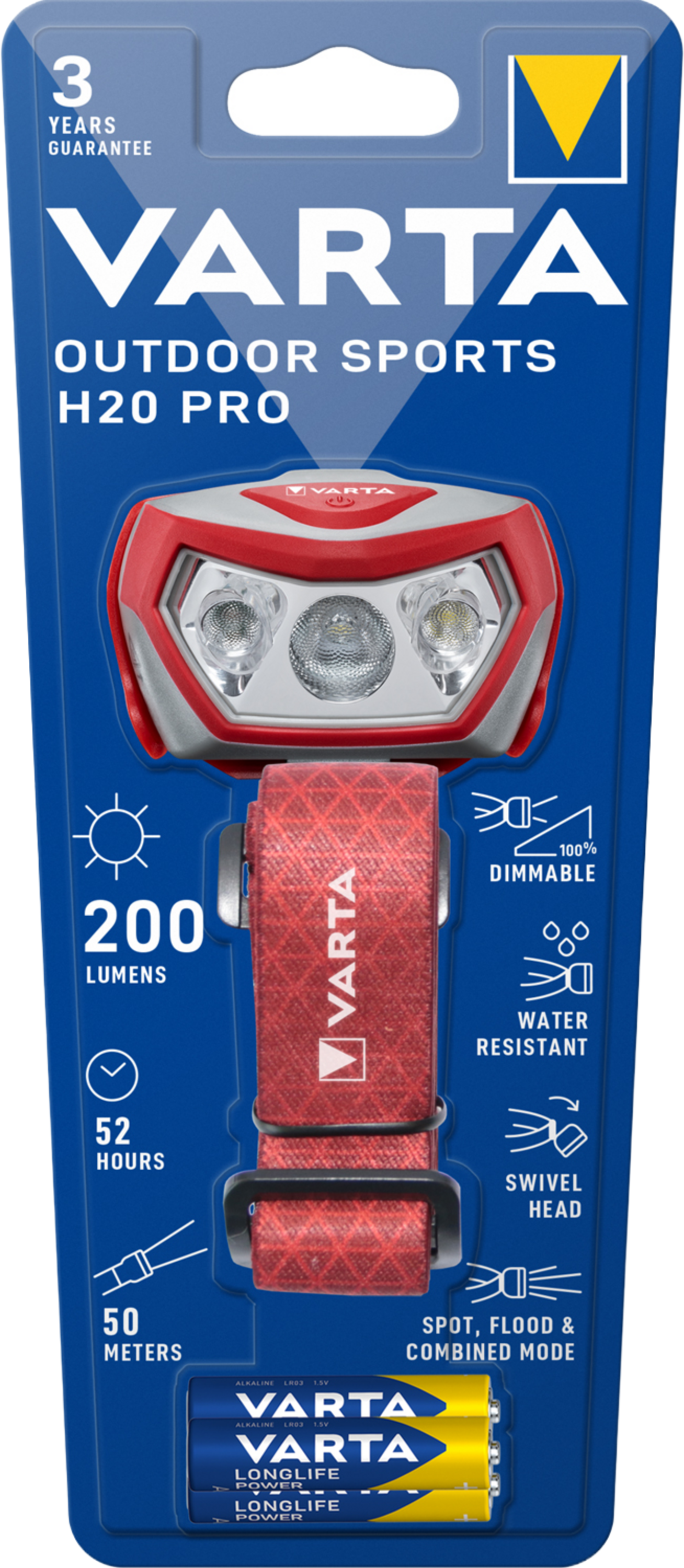 VARTA, Pannlampa Outdoor Sports H20 Pro 200 Lm