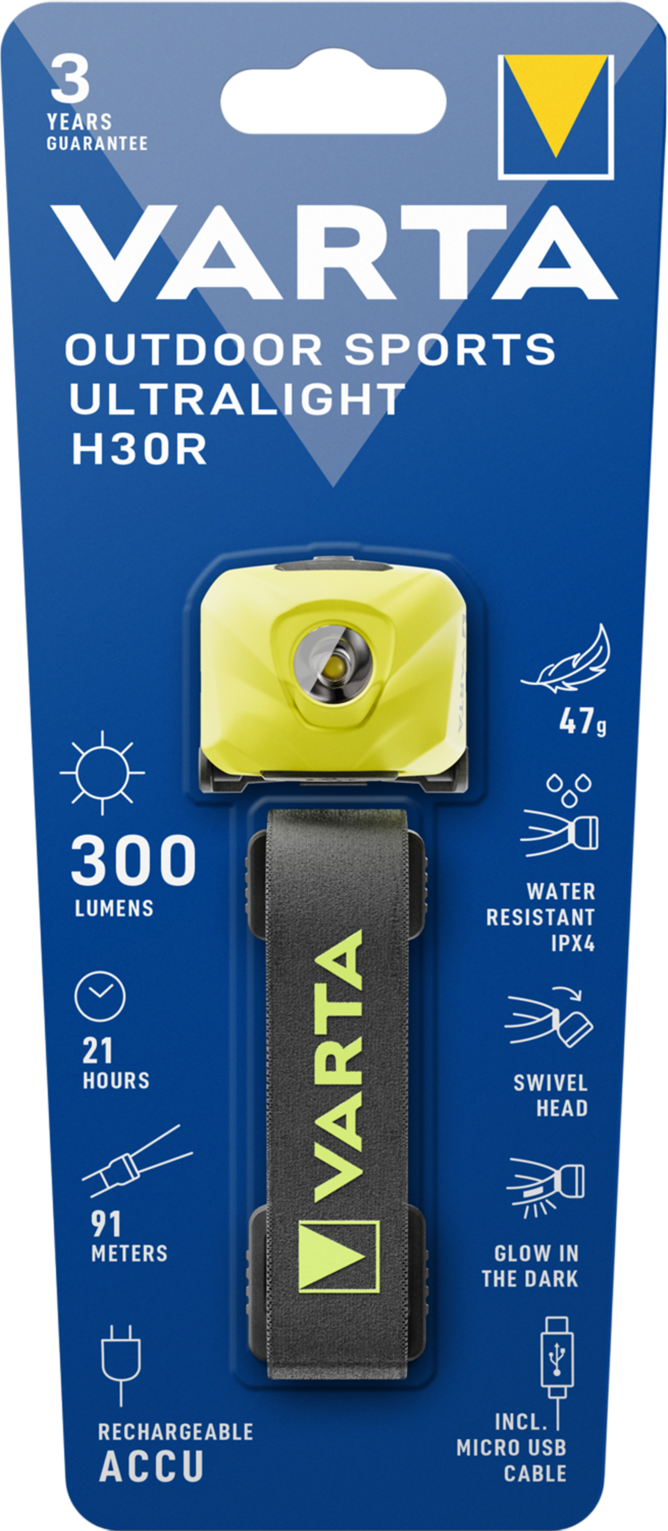 VARTA, Pannlampa Outdoor Sports Ultralight H30r 300 Lm