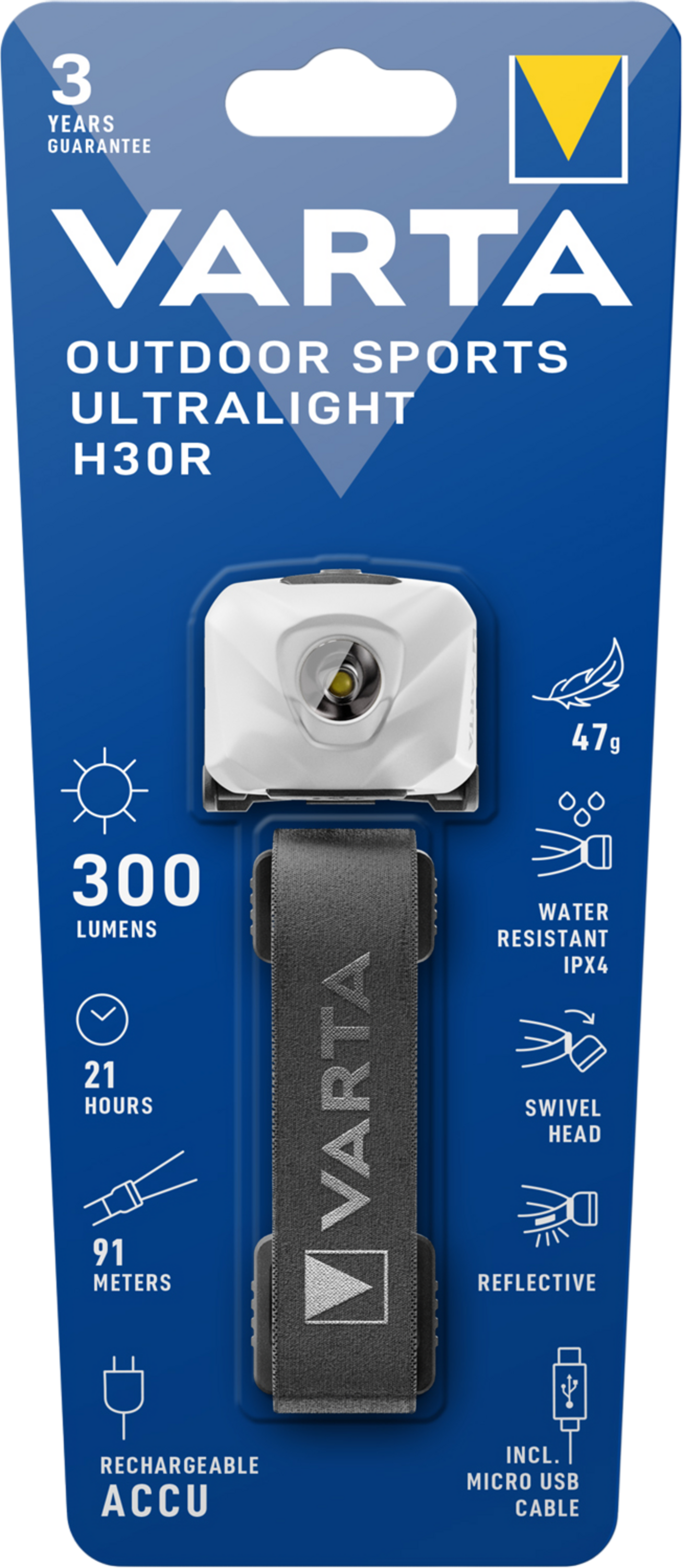 VARTA, Pannlampa Outdoor Sports Ultralight H30r 300 Lm