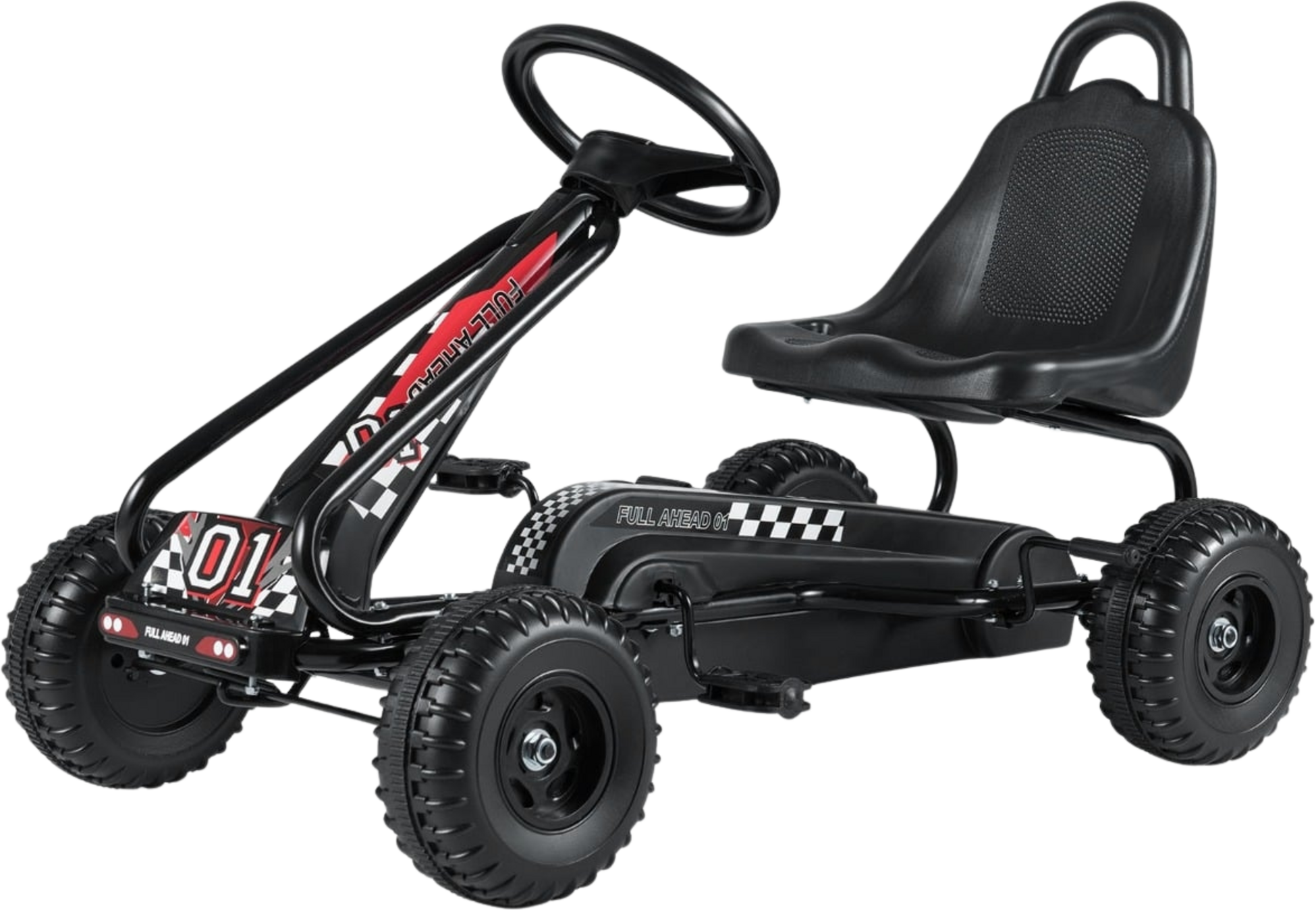 NORTHIX, Pedal Go Kart For Kids, Adjustable Seat, Handbrake, Black
