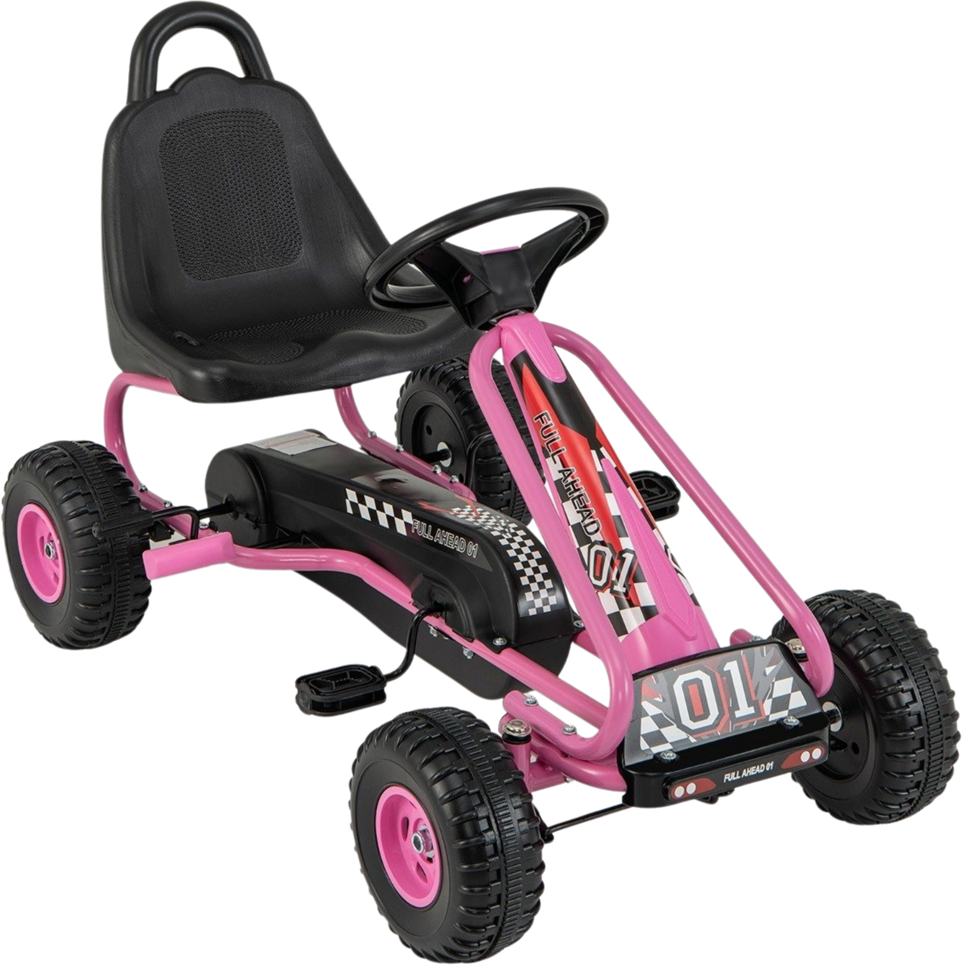NORTHIX, Pedal Go Kart For Kids, Adjustable Seat, Handbrake, Pink