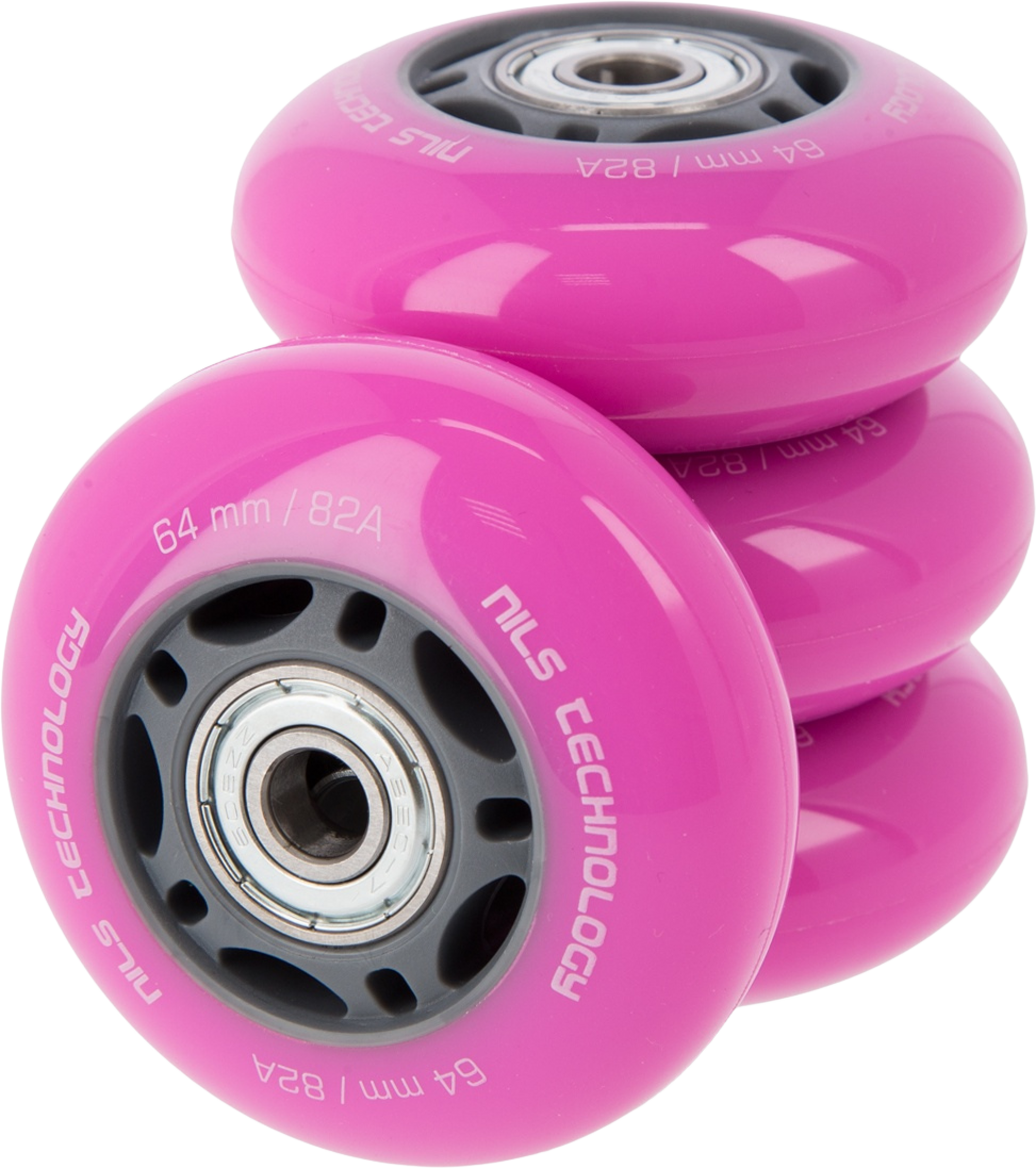 NORTHIX, Pink 64x24 82a Wheels (4) + Abec-7 Bearings (8) Set