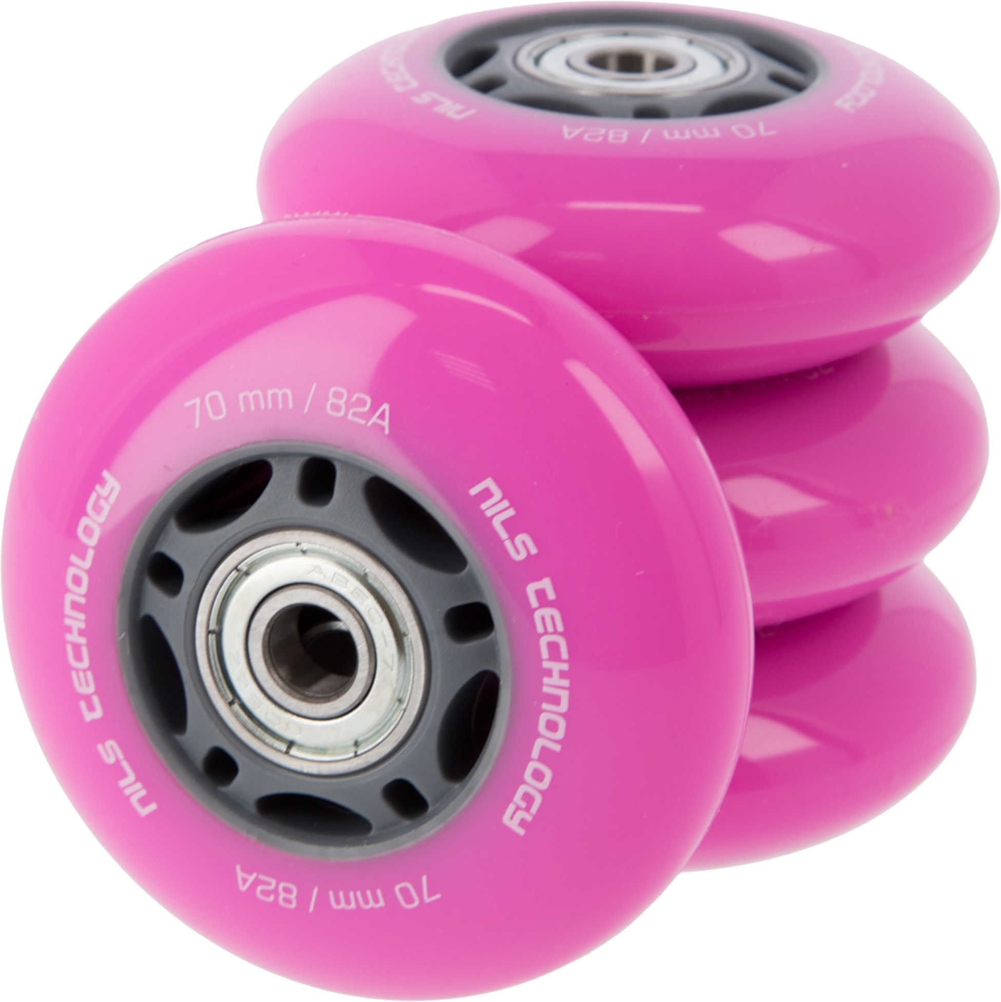 NORTHIX, Pink 70x24 82a Wheels (4) + Abec-7 Bearings (8) Set