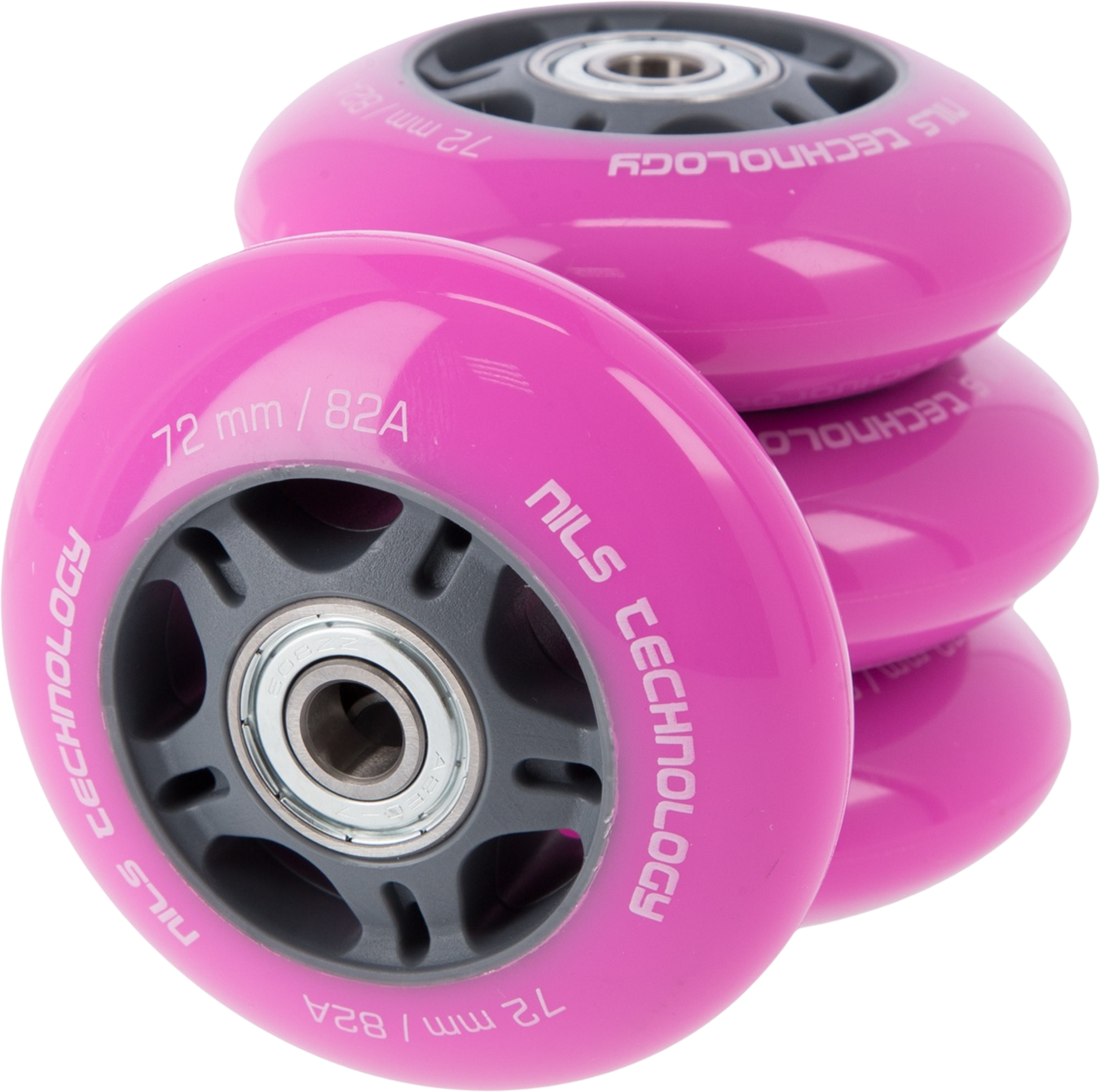 NORTHIX, Pink 72x24 82a Wheels (4 Pcs) + Abec-7 Bearings (8 Pcs) Set