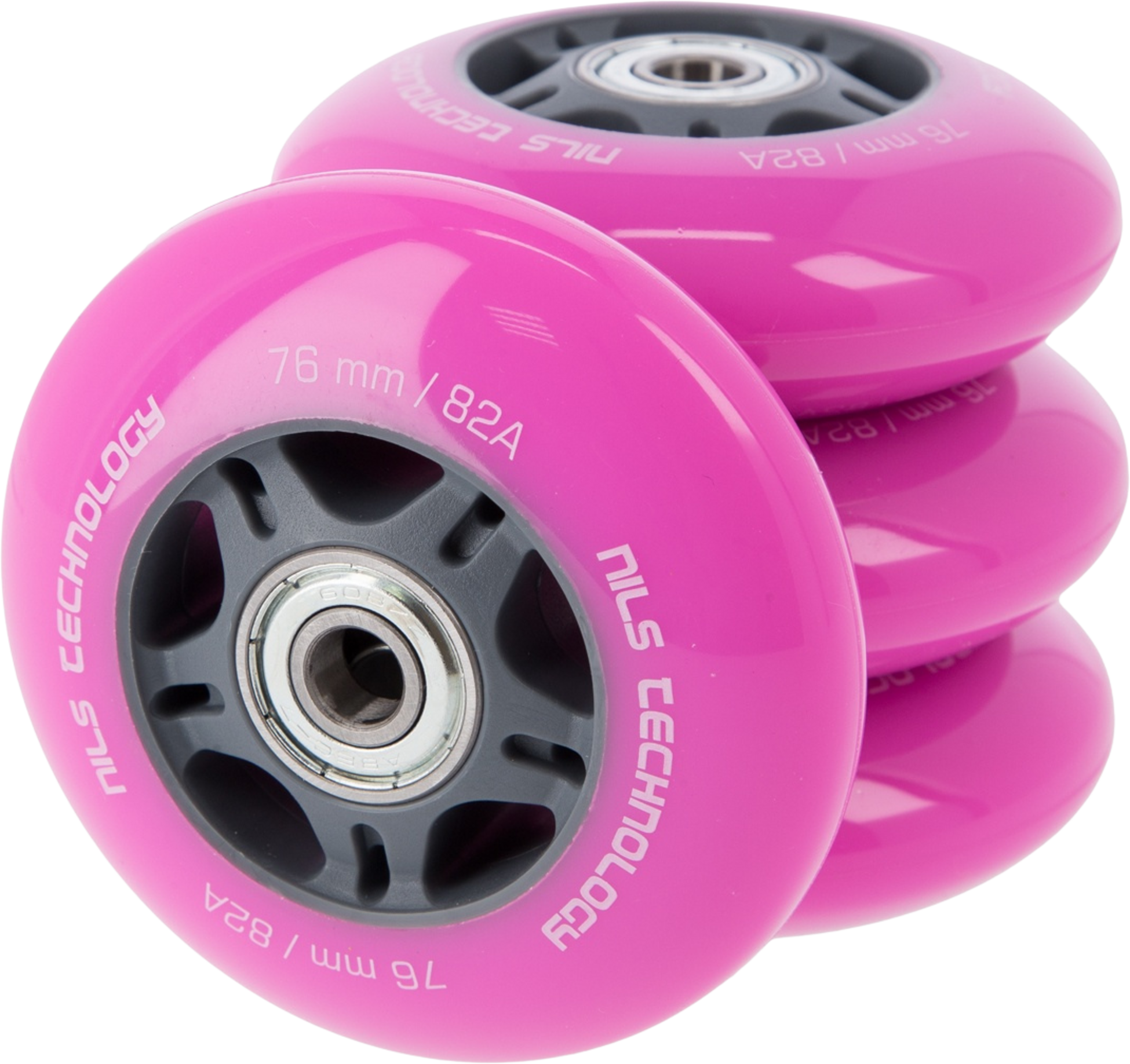 NORTHIX, Pink 76x24 82a Wheels (4) + Abec-7 Bearings (8) Set
