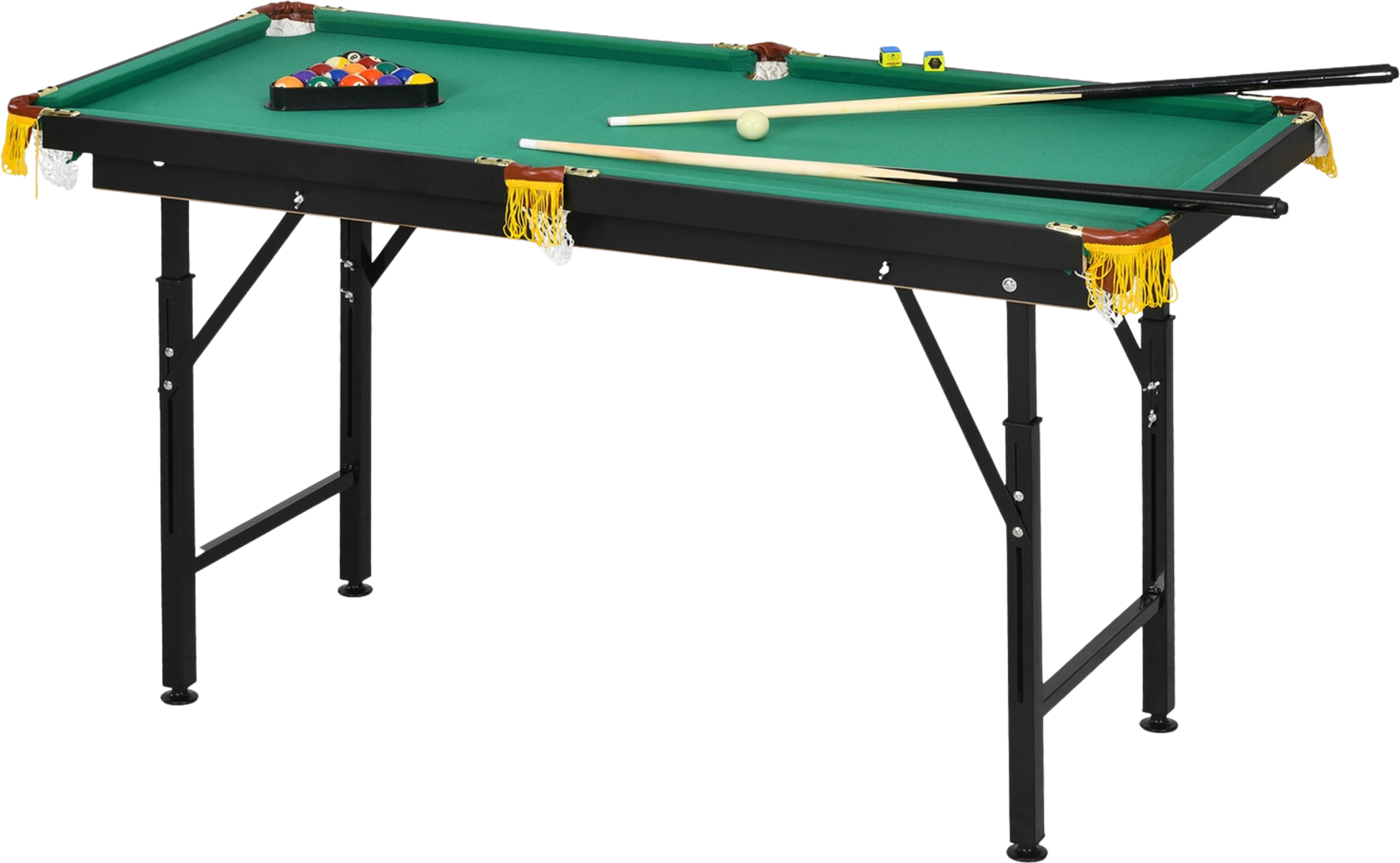 NORTHIX, Pool Table 4.6ft Foldable 140 X 60 X 55-75 Cm Table Billiards With Accessories, Triangle, 2 Cues, 16