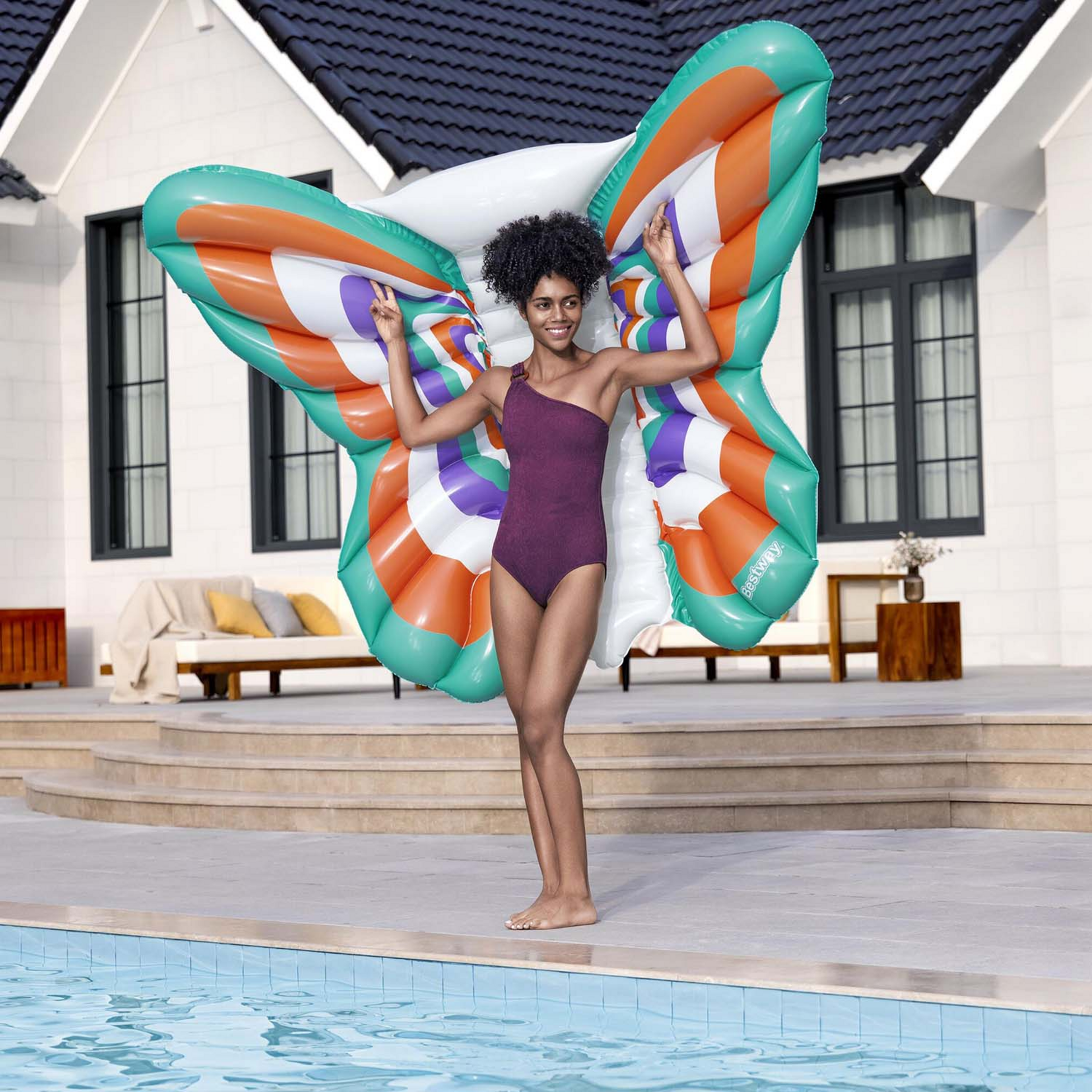 BESTWAY, Poolmadrass Boho Butterfly 1,93 X 1,76 M