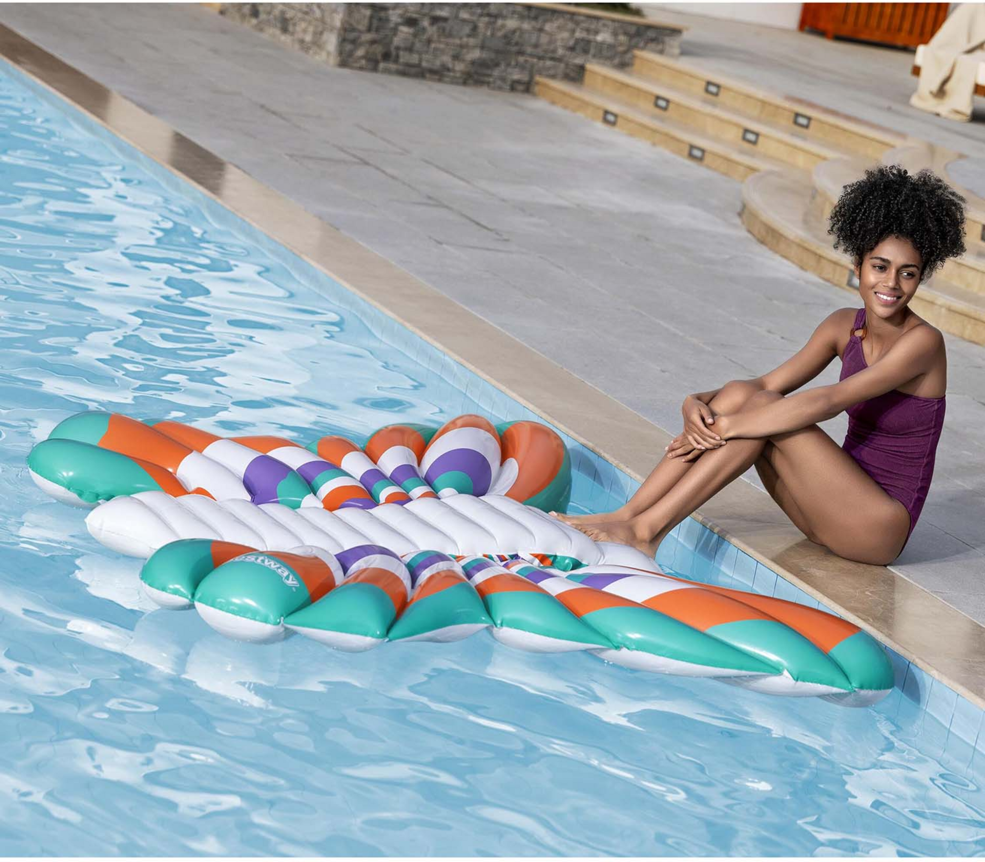 BESTWAY, Poolmadrass Boho Butterfly 1,93 X 1,76 M