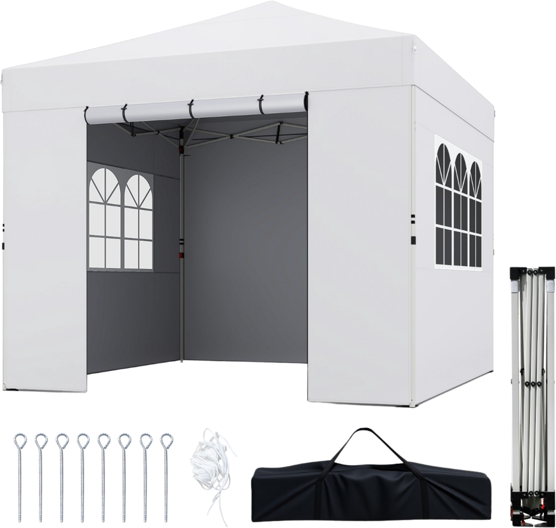 NORTHIX, Pop Up Canopy Tent 3 X 3 M, 4 Sidewalls, Waterproof