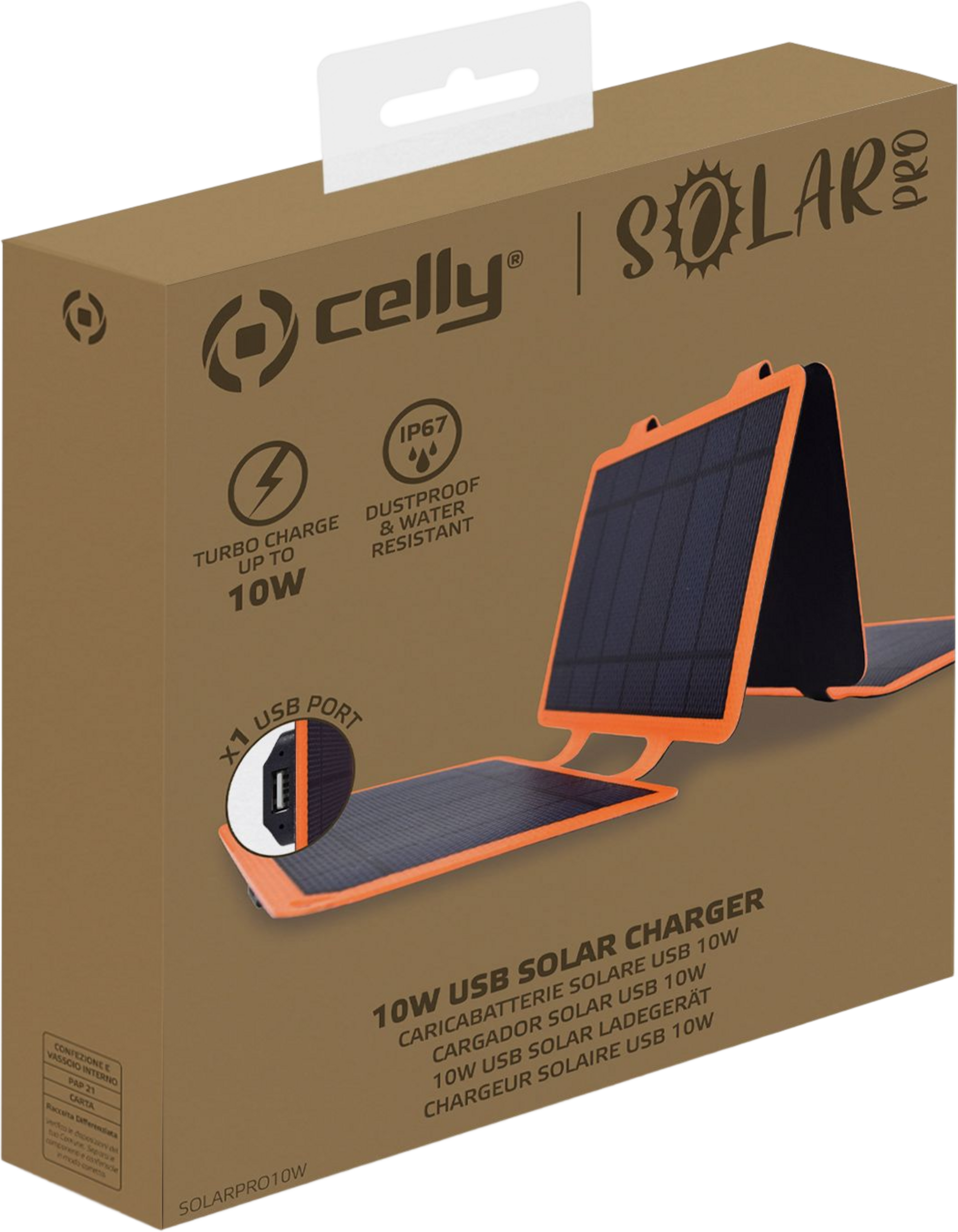 CELLY, Portabel Solcellsladdare 10w Ip67