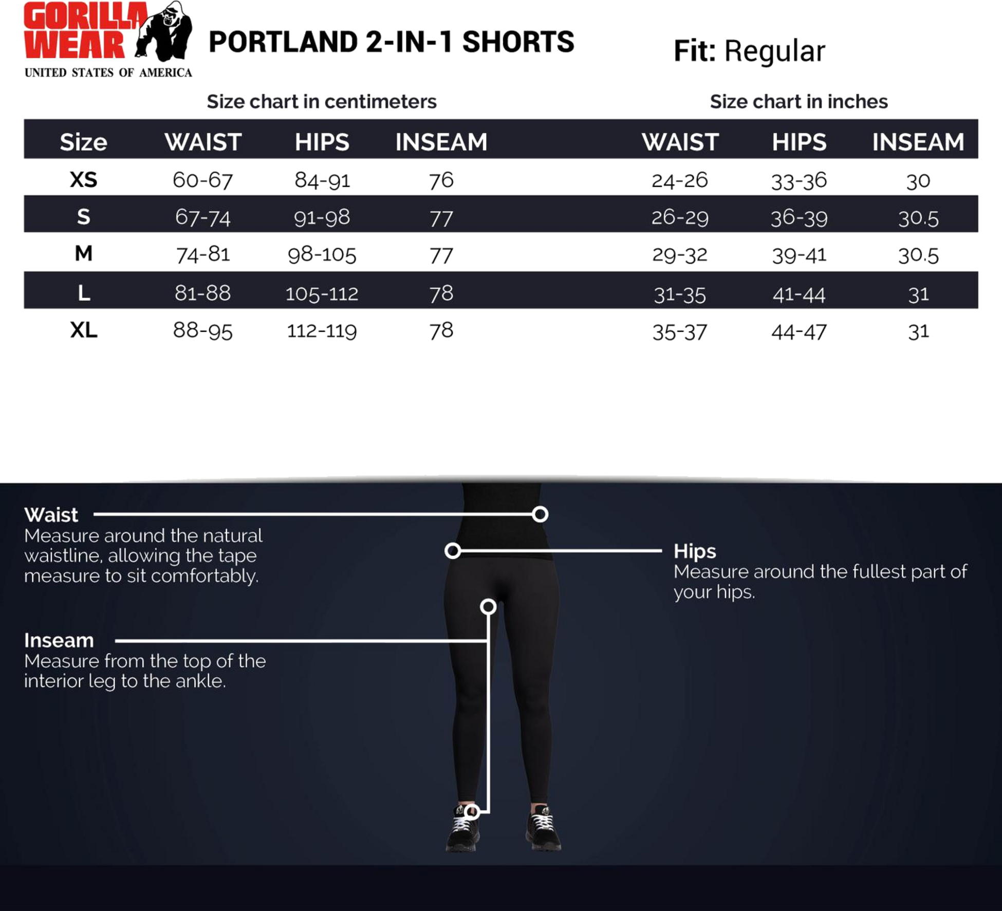 GORILLA WEAR, Portland 2-in-1 Shorts