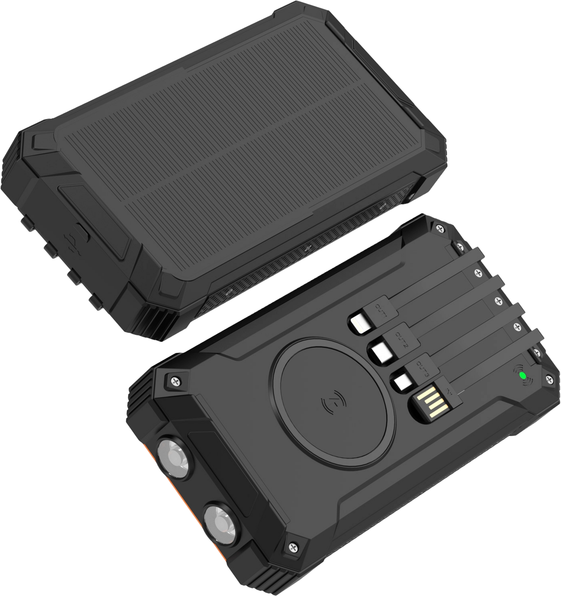 DENVER, Powerbank 20.000 Mah Solcell 4st Kablar + Tr&aring;dl&ouml;s Laddning