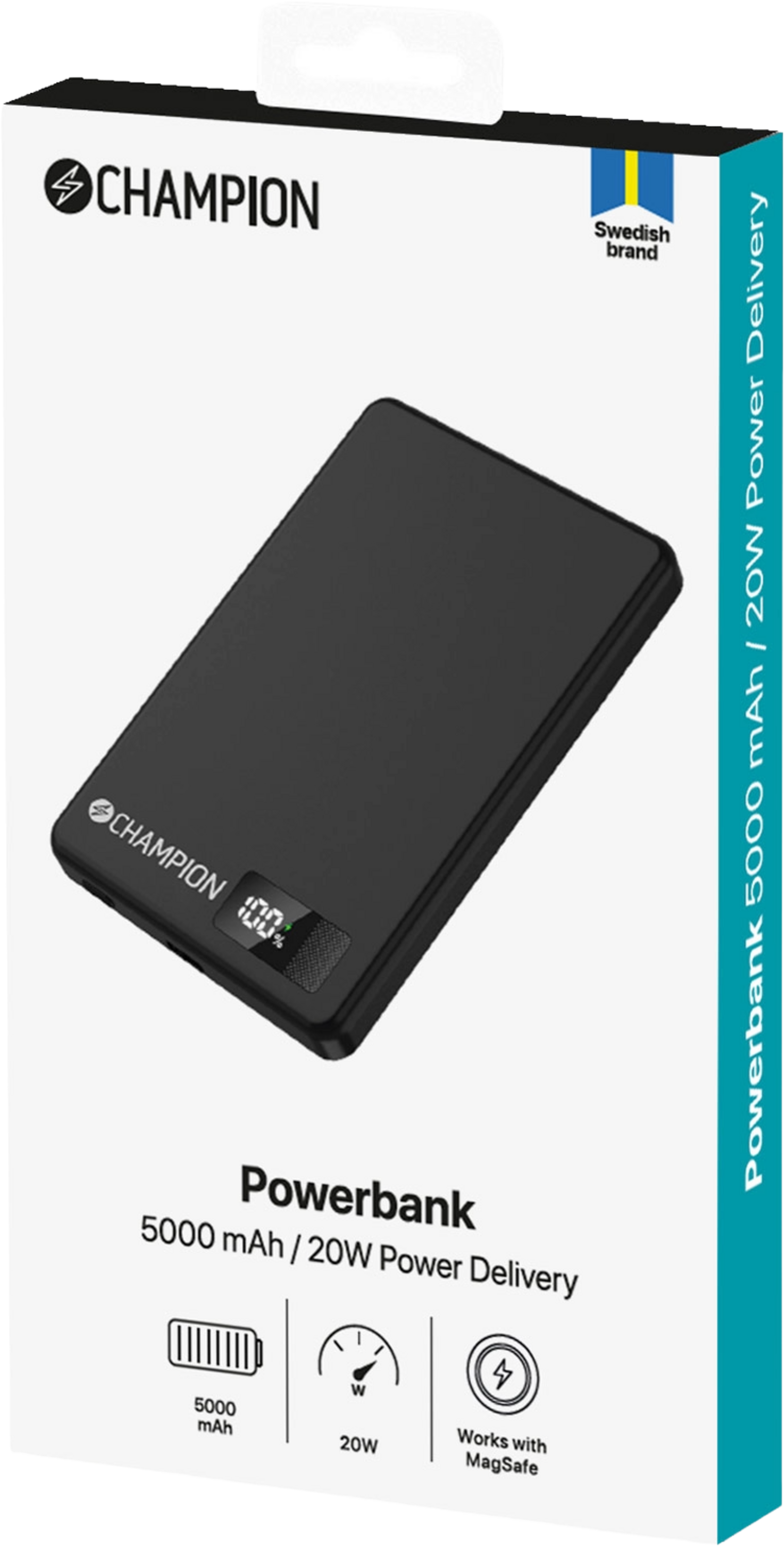 CHAMPION NORDIC, Powerbank 5000mah Magsafe-kompatibel 20w Pd